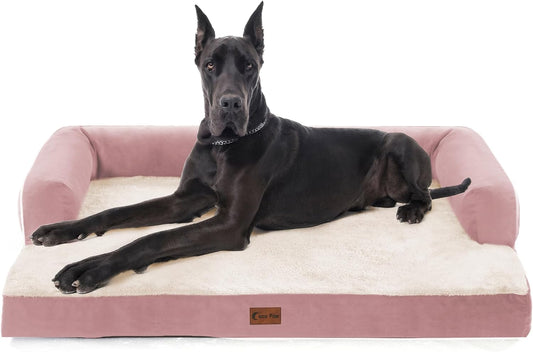 XXL Dog Bed with Bolsters, Orthopedic Dog Beds for Extra Large Dogs, Waterproof Dogs Beds XLarge with Removable Washable Cover, Nonskid Bottom (XX-Large,Pink)