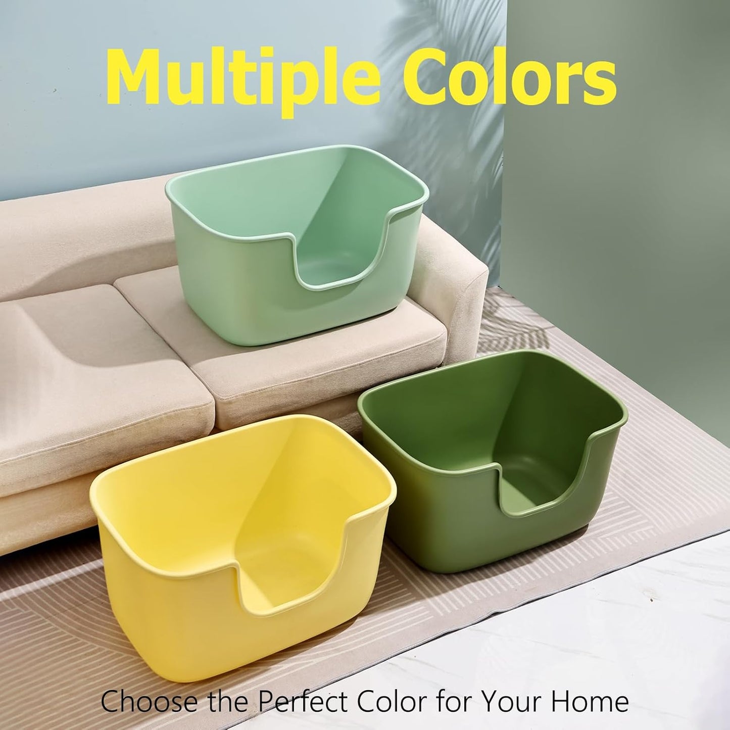 SpaceTime Extra Large Litter Box with High Sides,XL Low Entry Multi Cat Litter Pan for Kittens,Jumbo Litter Boxes for Big Cats,Anti-Splashing Cat Boxes for Indoor Cats,Easy to Clean (AvocadoGreen)