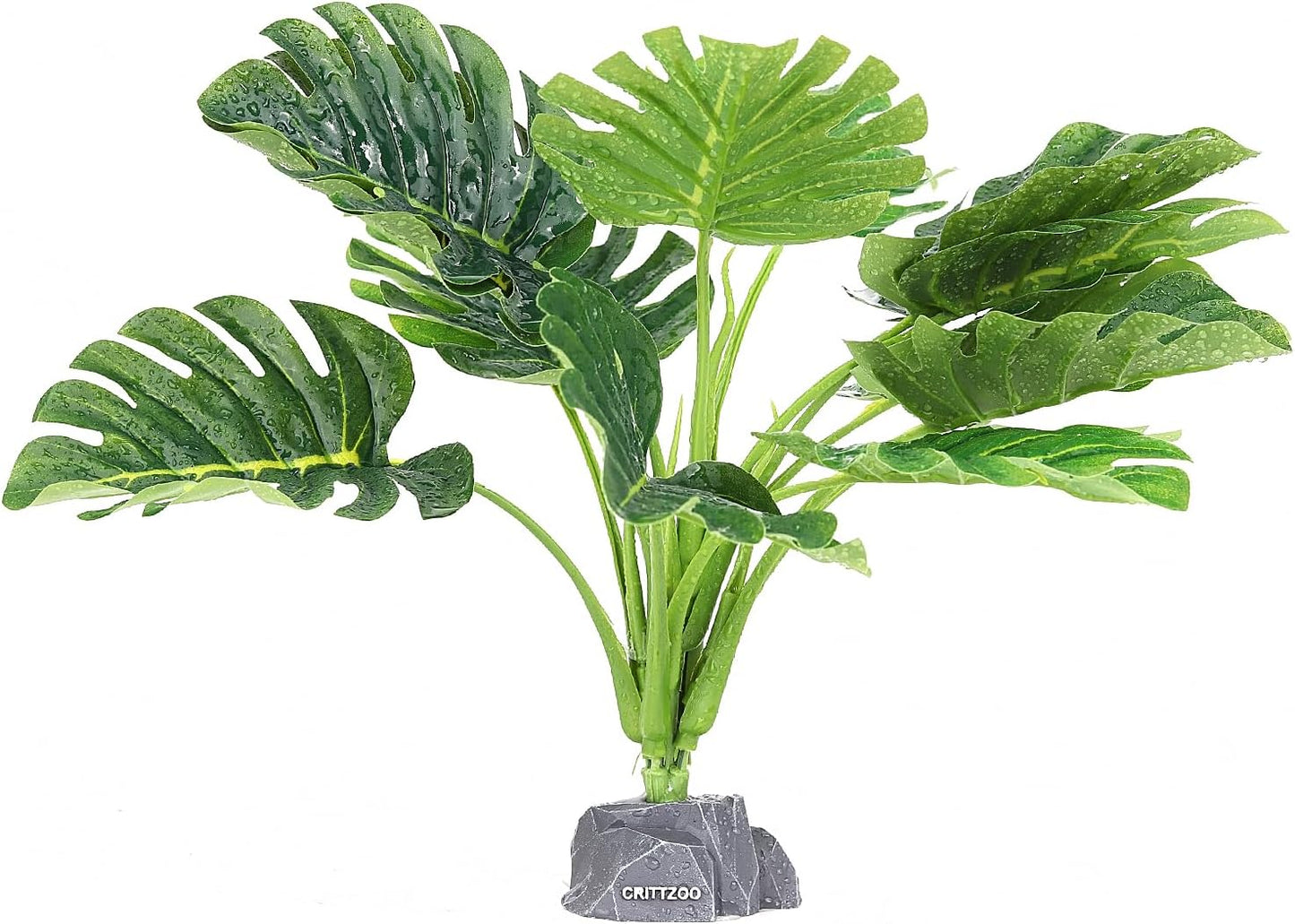 Reptile Fake Plants for Terrarium Decor, Snake Tank Accessories for Leopard Gecko Ball Python Bearded Dragon Crested Gecko Tortoise Frog Lizard Spider - Fake Monstera Plant