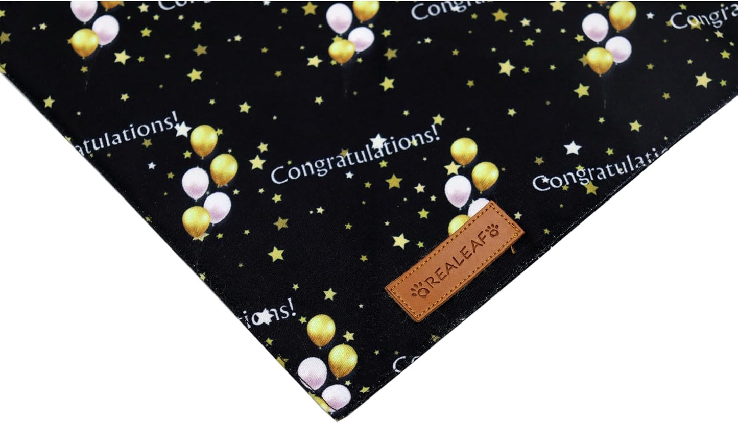 Realeaf Graduation Dog Bandanas 2 Pack, Reversible Pet Scarf for Boy and Girl, Premium Durable Fabric, Holiday Bandana for Small Medium Large and X-Large Dogs (Graduation, Large)