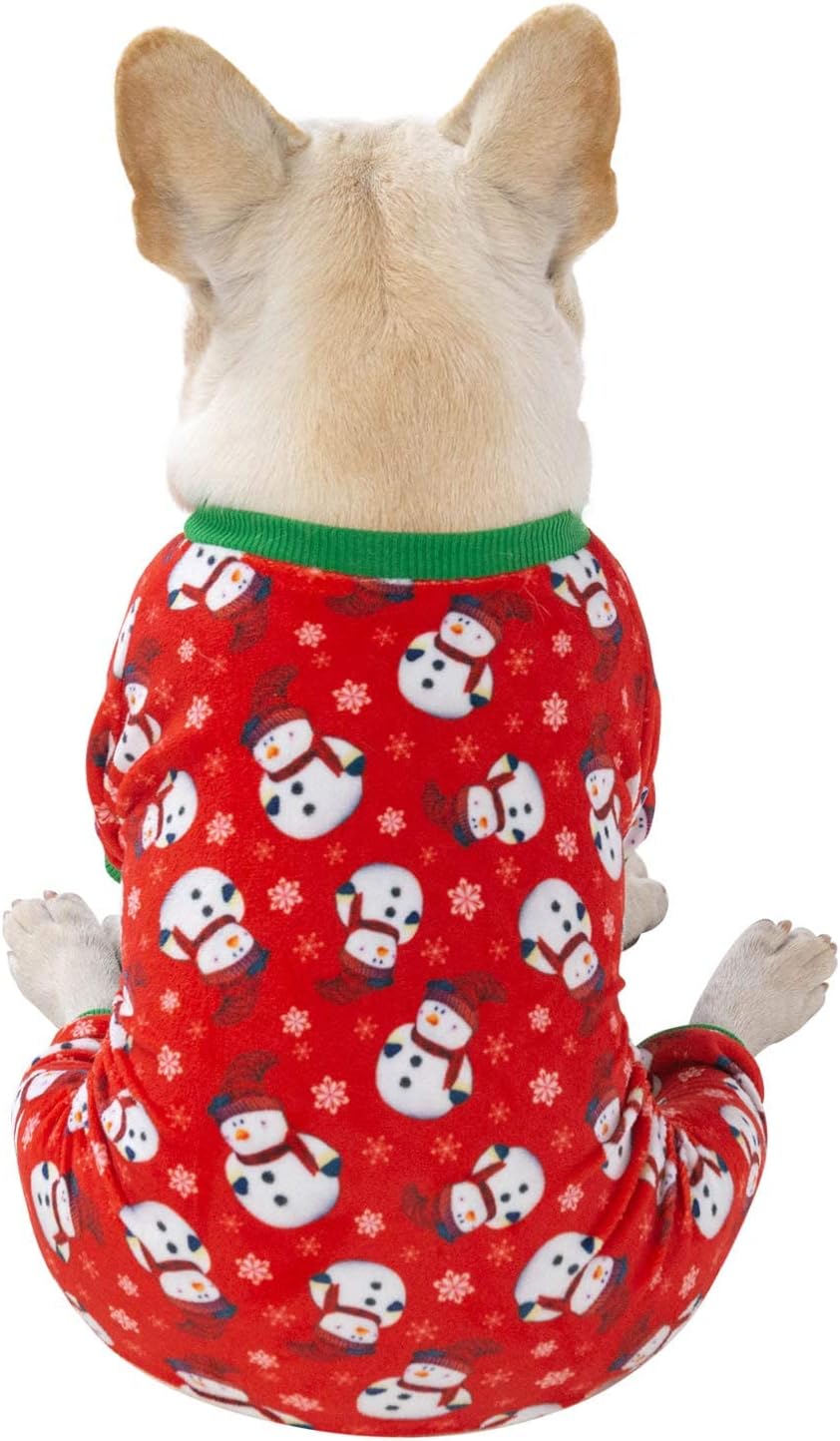 CuteBone Dog Christmas Pajamas Puppy Onesies Small Dogs Soft Pjs Coat Cat Apparel Comfy Pet Clothes Outfit Doggie Bodysuit P136XS