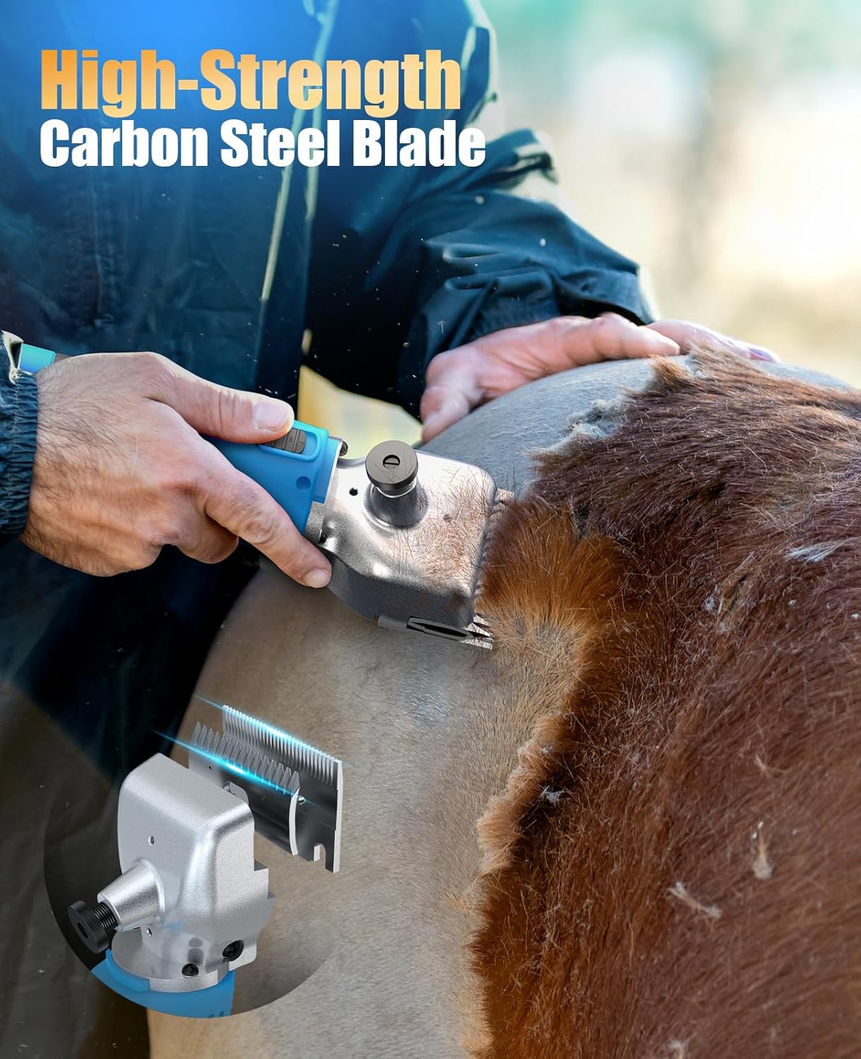 oneisall Cordless Horse Clippers,Professional Horse Grooming Clippers with 2 Batteries,Detachable Stainless Steel Blade Heavy Duty Horse Grooming Kit for Thick Coat