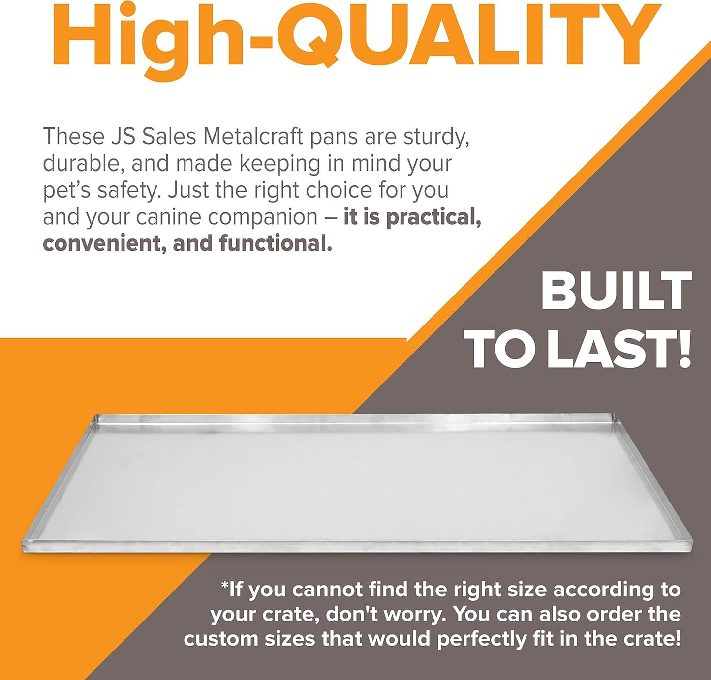 41.3" X 27.75" Metal Replacement Dog Crate Pan Chew Proof Crack Proof Pet Kennel Tray Central Dog Training Crate Pan Pet Supplies, Galvanized, 1" H