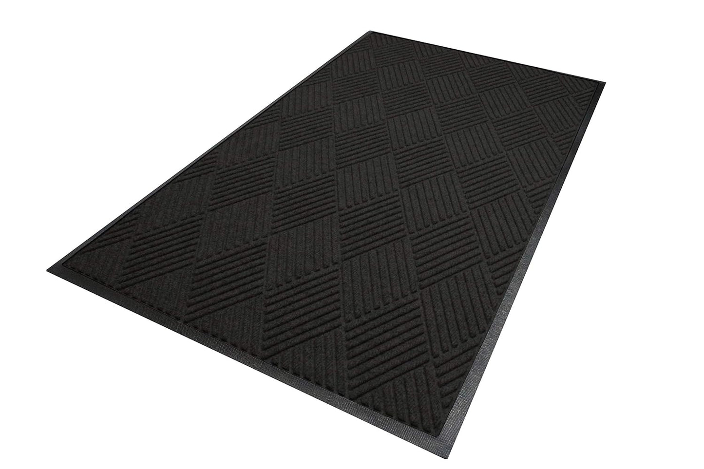 M+A Matting WaterHog Diamond | Commercial-Grade Entrance Mat with Rubber Border – Indoor/Outdoor, Quick Drying, Stain Resistant Door Mat (Charcoal, 4' x 6')