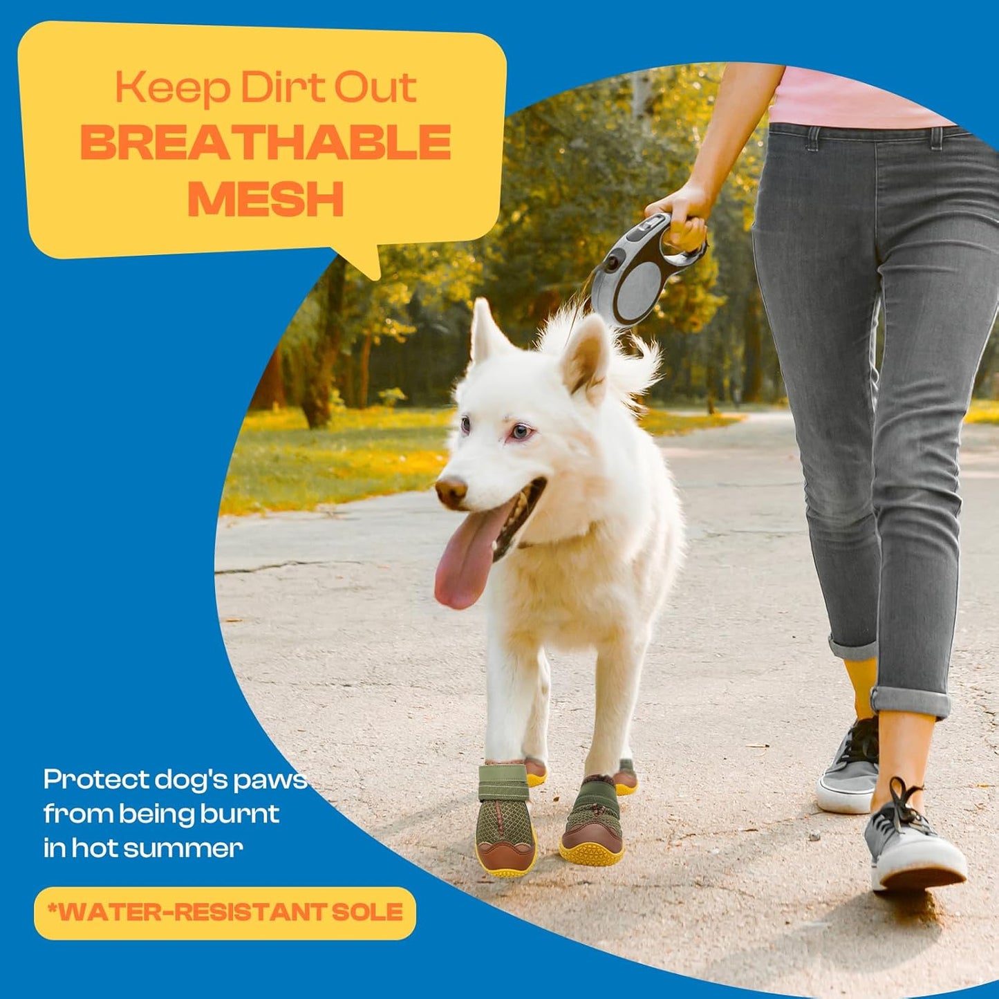 Dog Shoes for Large Dogs, Medium Dog Boots & Paw Protectors for Hardwood Floors, Outdoor Dog Booties for Hot Pavement Winter Snow Hiking, Breathable Dog Shoes with Reflective Strips Size 3