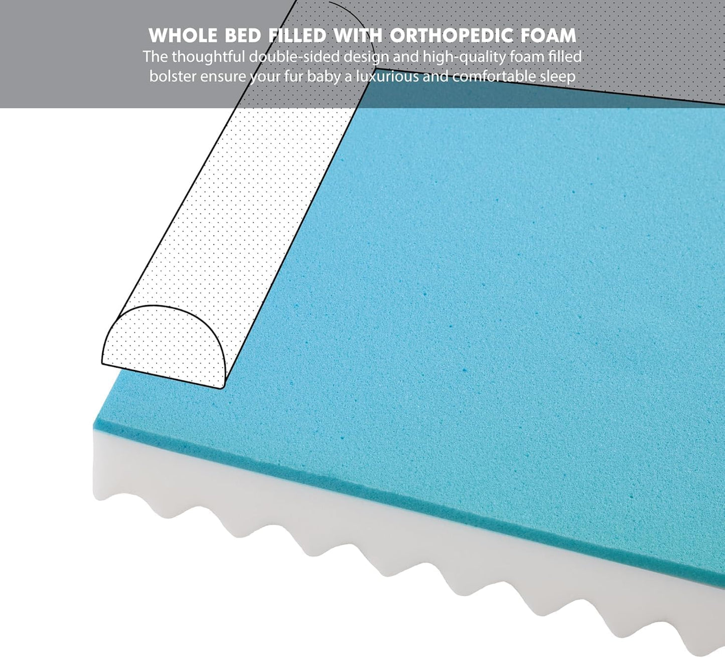 Friends Forever Orthopedic Dog Bed for Medium Dogs, Waterproof Memory Foam Dog Sofa Bed M with Removable Washable Cover, Ally Grey, 28x23x6.5