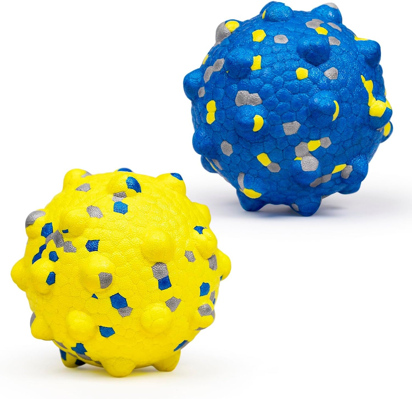 Dog Tennis Balls for Aggressive Chewers, Indestructible Durable Bouncy Interactive Toy for Dogs Fetch Game Lightweight Floating Outdoor Training(Yellow+Blue Large)