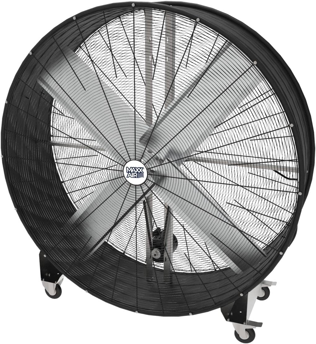 Maxx Air 60 Inch High Velocity Industrial Belt Drive Drum Fan | Heavy Duty Barrel Fan with Durable Rolled Steel Housing | Commercial, Garage, Workshop, or Warehouse Use | 19,000 CFM