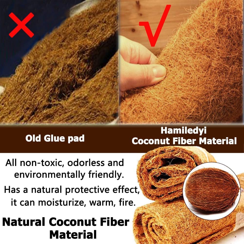 Hamiledyi Reptile Carpet Natural Coconut Fiber Tortoise Carpet Mats for Pet Terrarium Liner Reptile Supplies for Lizard Snake Chameleon Turtle Bedding Bunny Rabbit Mat (2 x Sheets)