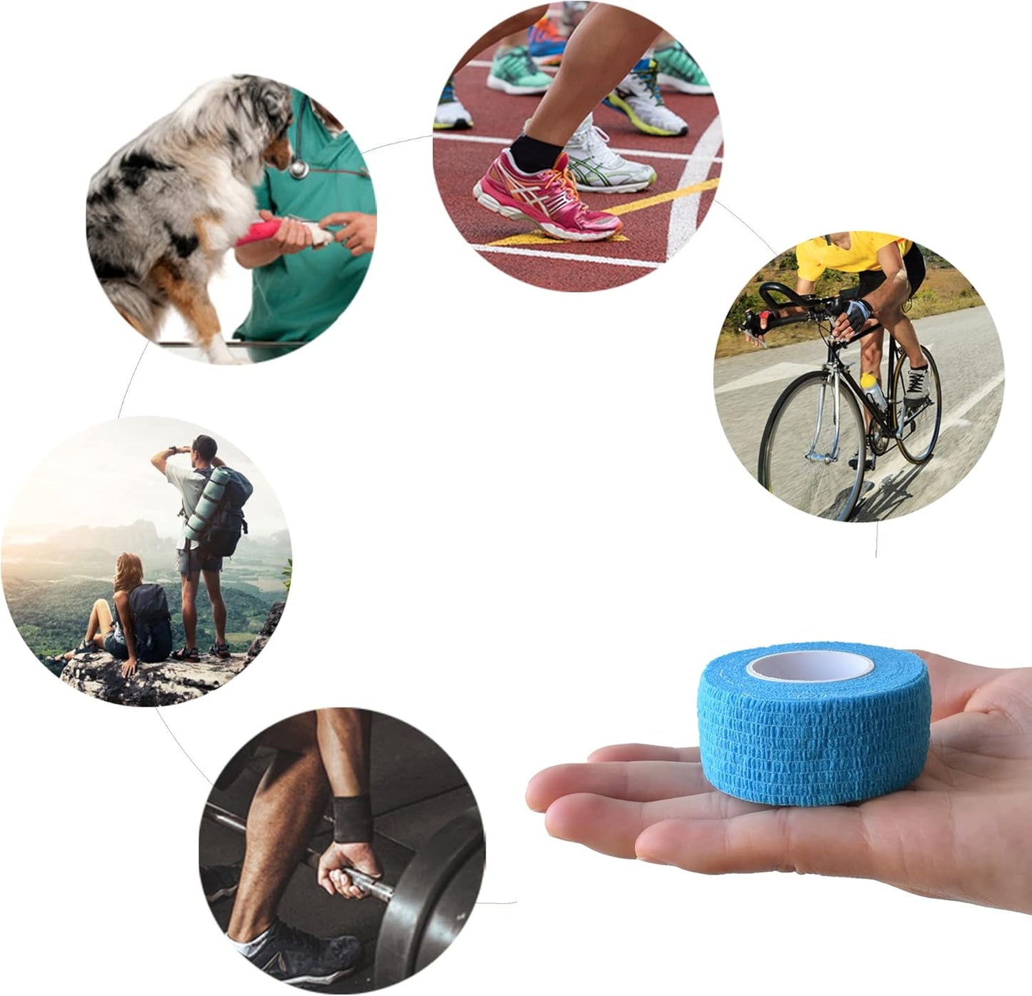 9 Pack 1" x 5 Yards Self Adhesive Bandage Wrap Self Stick Wrap for Ankle, Wrist, Finger, Sports, Breathable Cohesive Vet Tape for Pets (Light Blue)