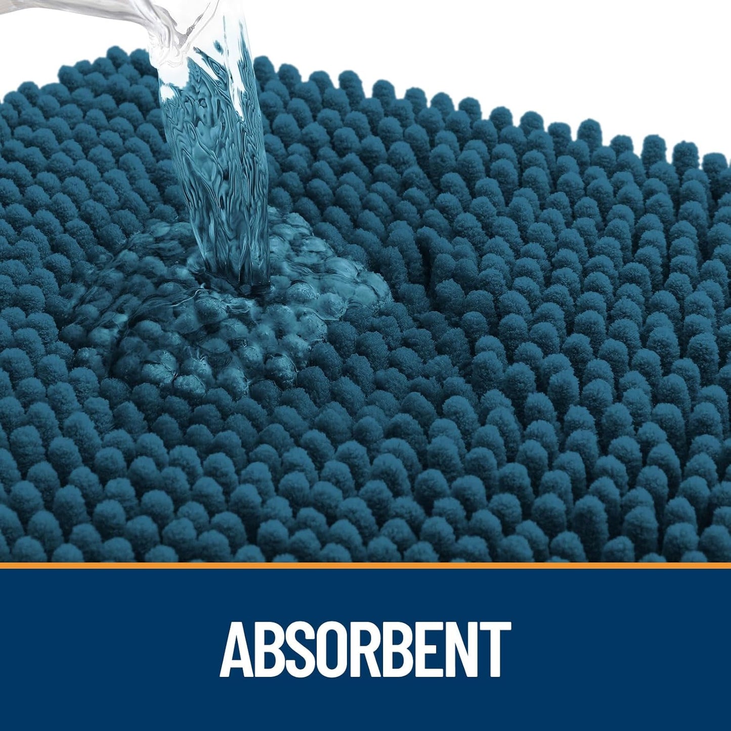 OLANLY Dog Door Mat for Muddy Paws 70x24, Absorbs Moisture and Dirt, Absorbent Non-Slip Washable Doormat, Quick Dry Chenille Mud Mat, Entry Indoor Entryway Carpet for Inside Floor, Atlantic Blue