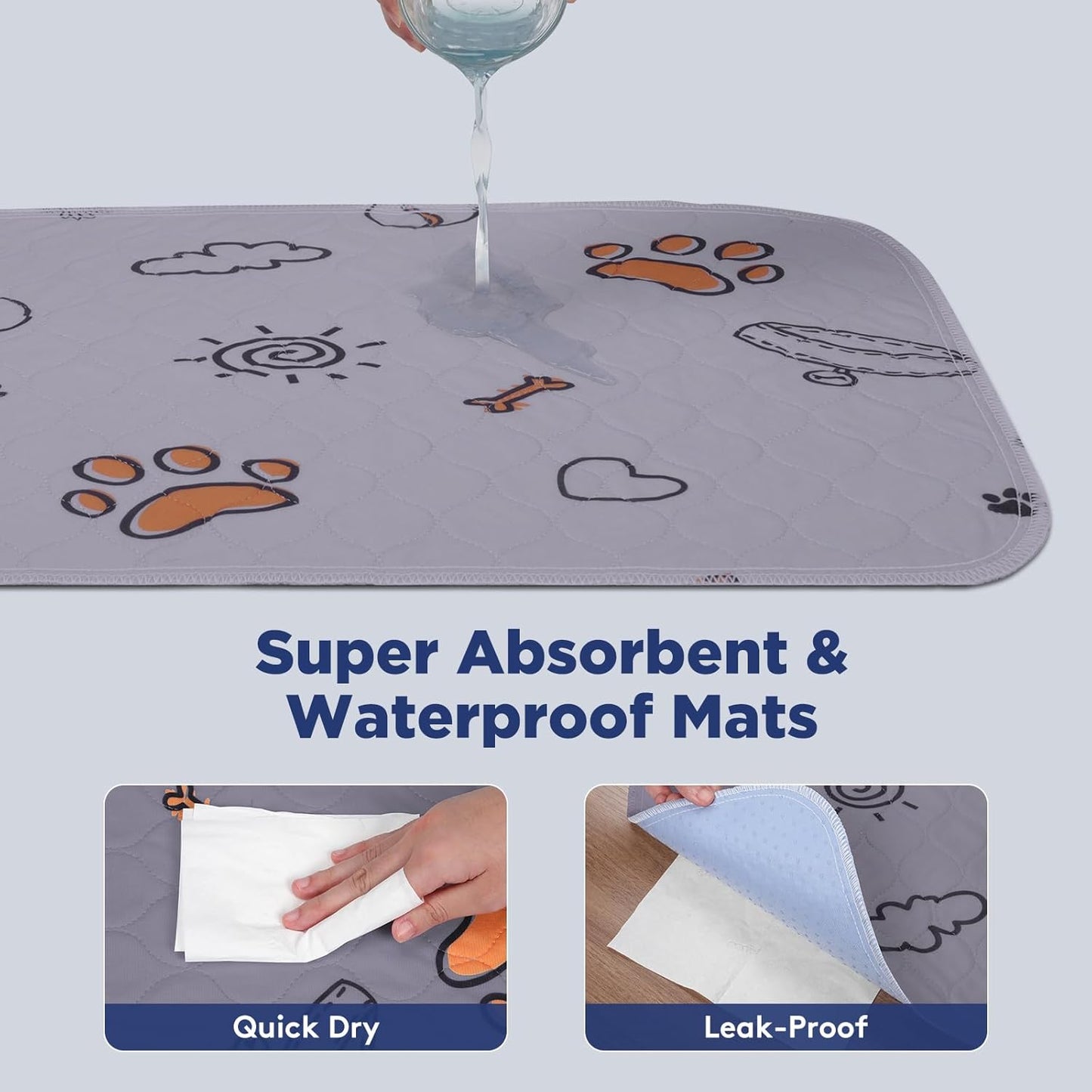 Washable Pee Pads for Dogs, 2 Pack Large 36"x41" Super Absorbent Reusable Dog Training Pads, 100% Waterproof Non-Slip Pee Pads Whelping Pads Dog Playpen Indoor Dog Cage Pads Dog Bed Mat Pet Supplies