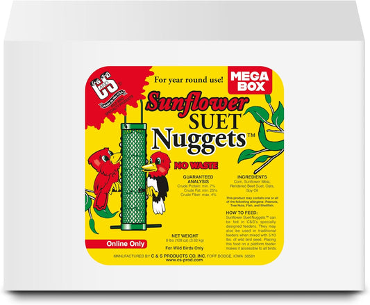 C&S Sunflower Suet Nuggets, Suet Nuggets for Wild Birds, 8 Lbs