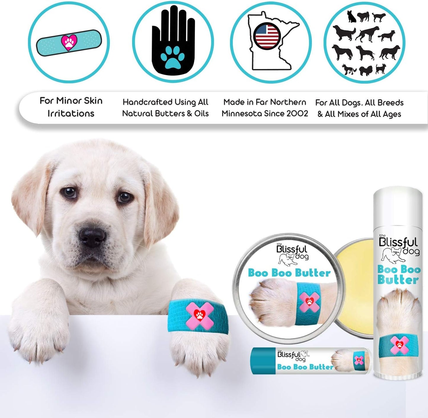 The Blissful Dog Three Cute Puppies Boo Boo Butter, 16oz