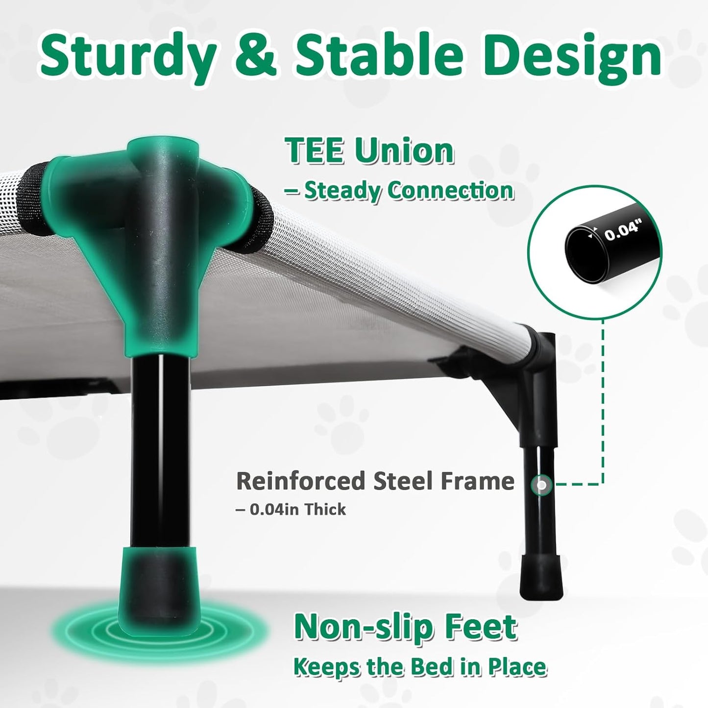 Elevated Dog Bed XL, Extra Large Raised Dogs Cot with Washable Mesh & Non Slip Feet, Pet Hammock Beds Off Ground, Dog Trampoline Bed Outdoor, Grey