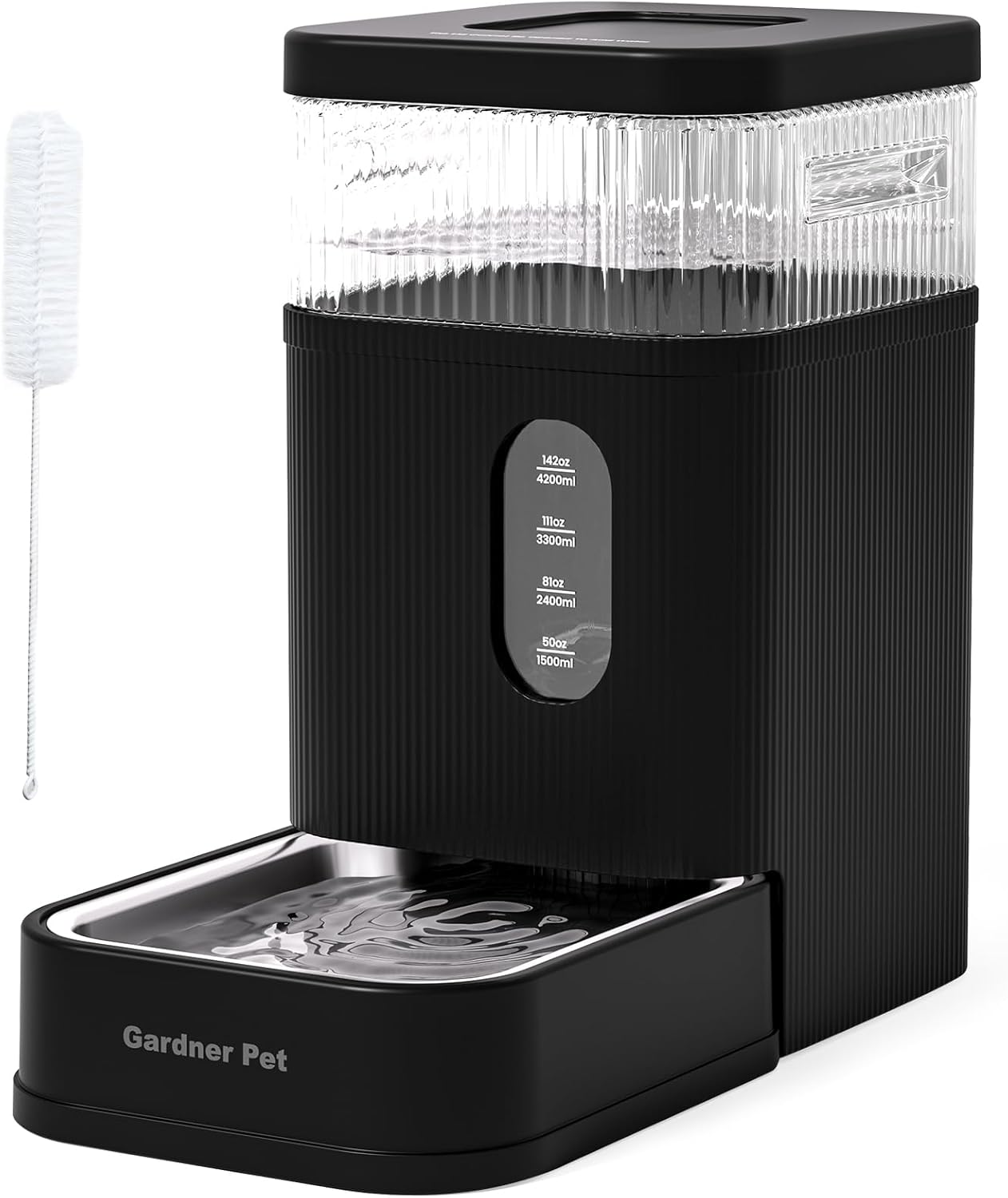 Gardner Pet Automatic Dog Water Dispenser Gravity Waterer with Stainless Steel Bowl Water Dispenser 8.5L Large Capacity Water Feeder for Dogs Cats Pets, BPA-Free Noise-Free (Black, 8.5L)