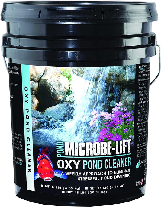 MICROBE-LIFT OPCXL Oxy Pond Cleaner Treatment for Ponds, Fountains, and Water Gardens, Deep Cleans Light to Heavy Debris on Rocks, Waterfalls, and Planters, 45 Pounds