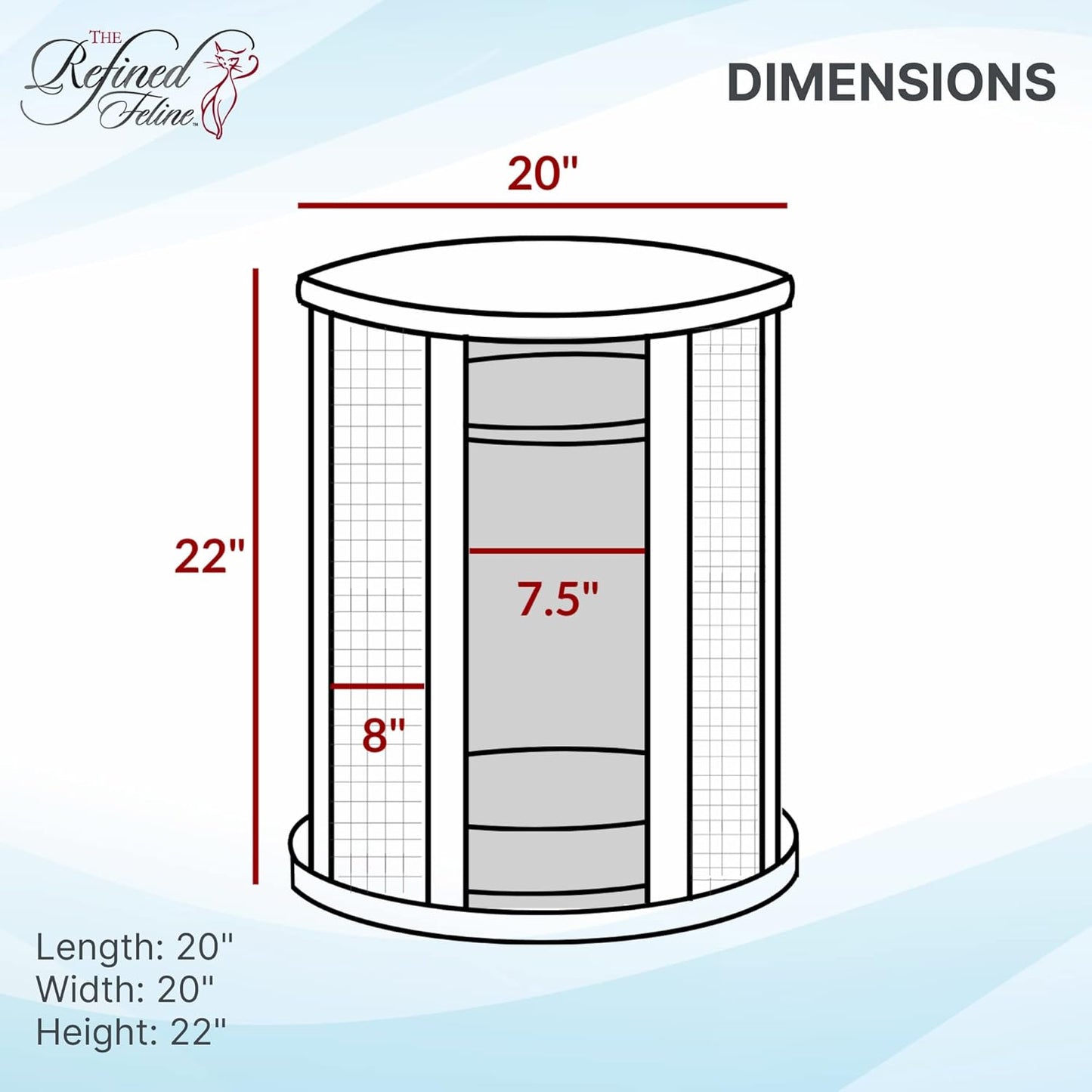 THE REFINED FELINE Purrrrfect End Table Cat Bed Cave in Mahogany Brown, Multipurpose Wood Cat Furniture Nightstand, Easy to Clean Covered Cat Bed with Replaceable Scratching Post & Washable Cushion