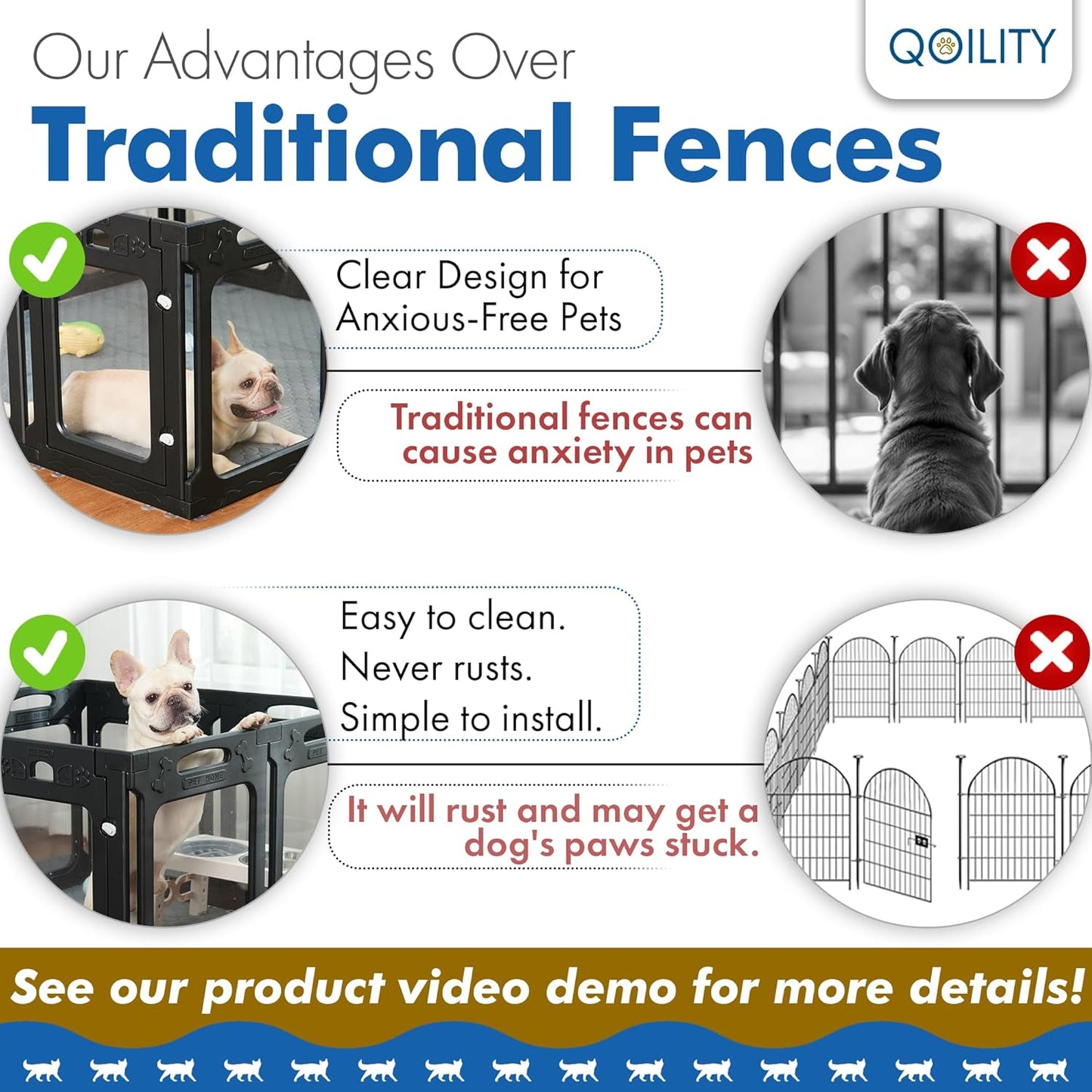 Clear Dog Playpen Indoor, Effectively Relieves Pet Anxiety, Suitable for Most Dogs, Black