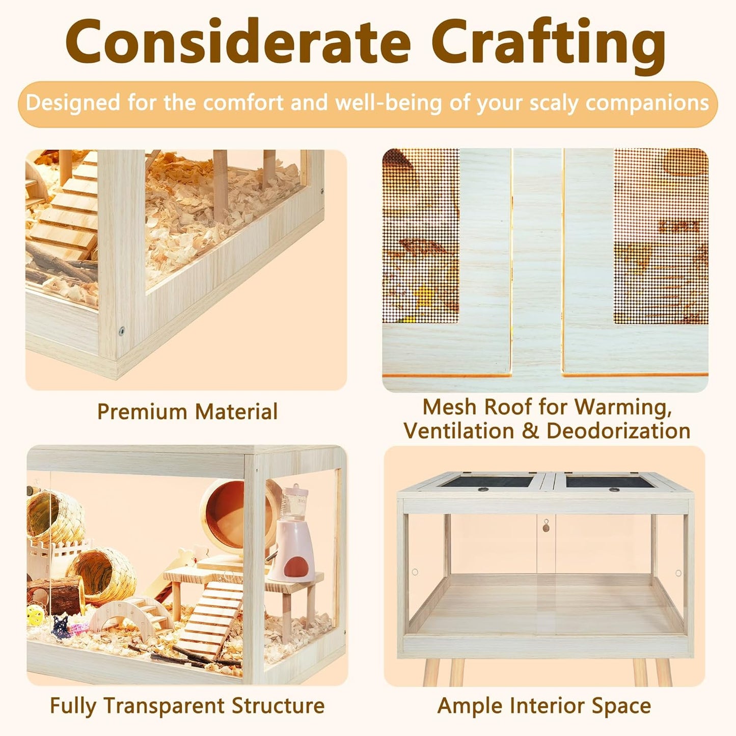 Prolee Hamster Cage Chewproof, Mice and Rat Habitat with Transparent Sides, Hamster Cage with Openable Mesh Top, Solid Built with Lock Design and Leg Stand, 24" Wide