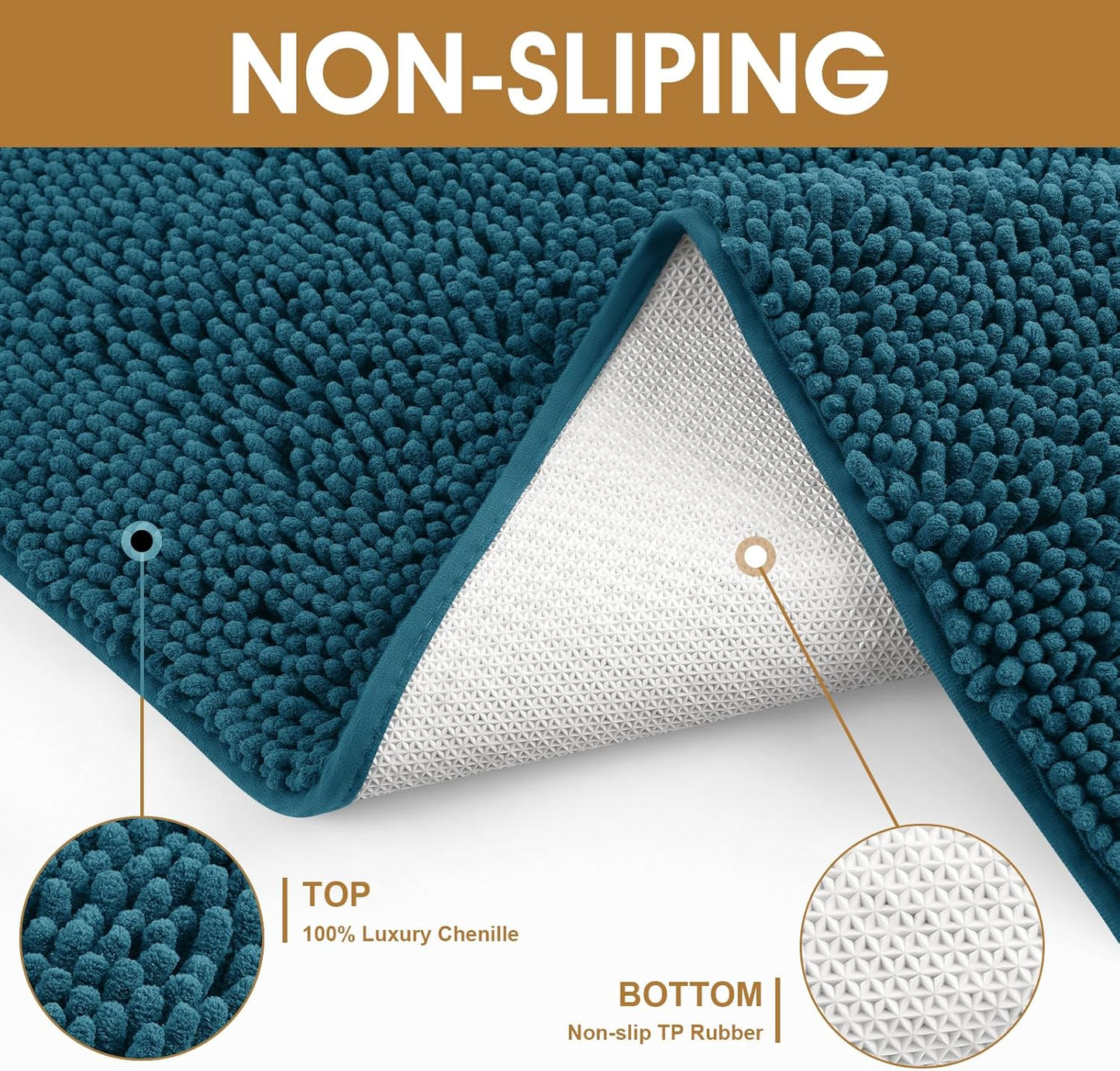 Dog Door Mats for Muddy Paws, Chenille Absorbent Door Mats, Non Slip Heavy Mud Mat for Dogs, Soft Indoor Door Mat for Entryway, Mud Paws, Inside Floor,30" X 20", Teal Blue