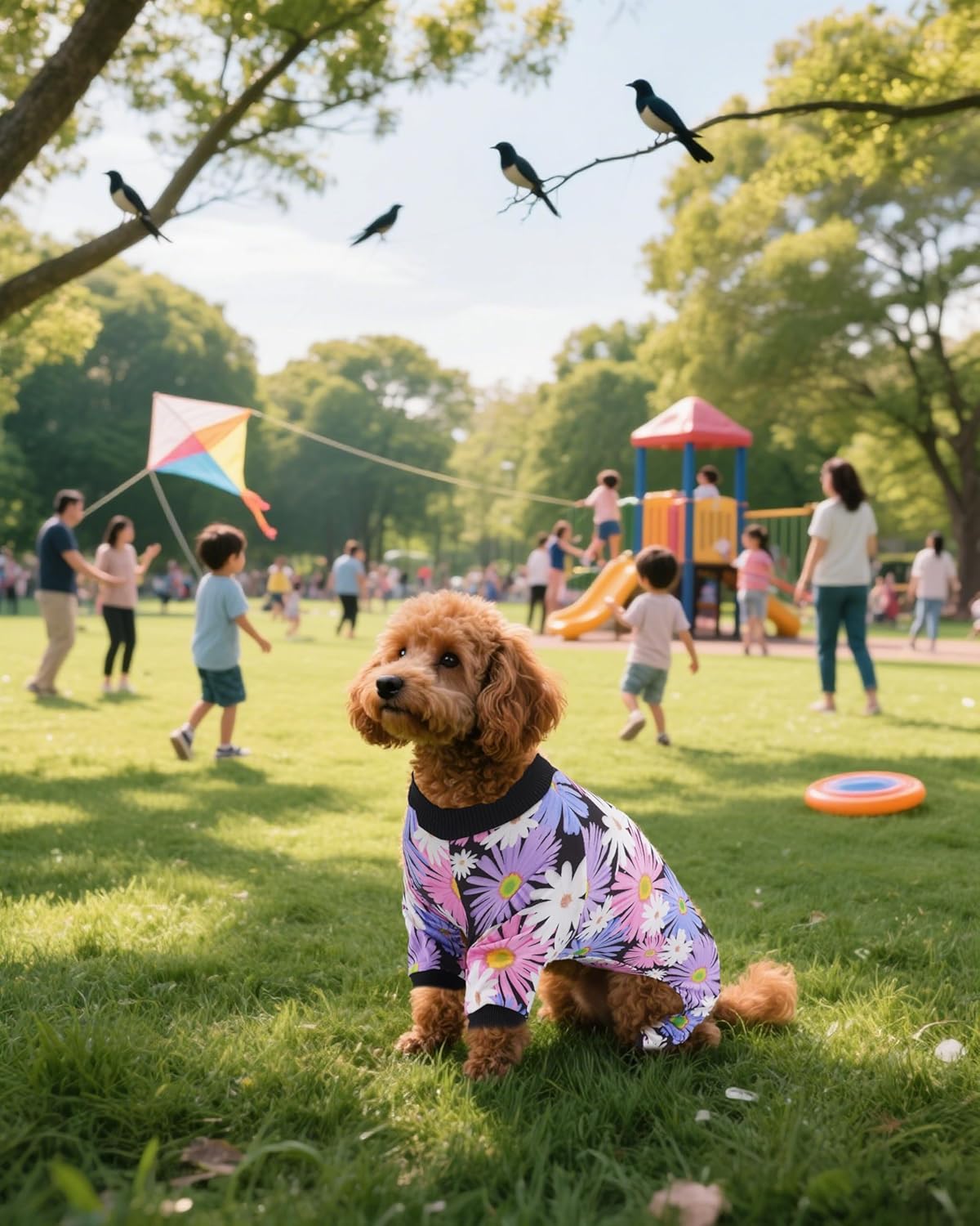 PET SHOW 4 Pack Small Dog Pajamas Girl Doggies Soft Stretchy PJs Paw Floral Jumpsuit Puppy Cats Doughnut Ice Cream Onesies Outfits with Sleeve Pets Breathable Summer Clothes Costume M