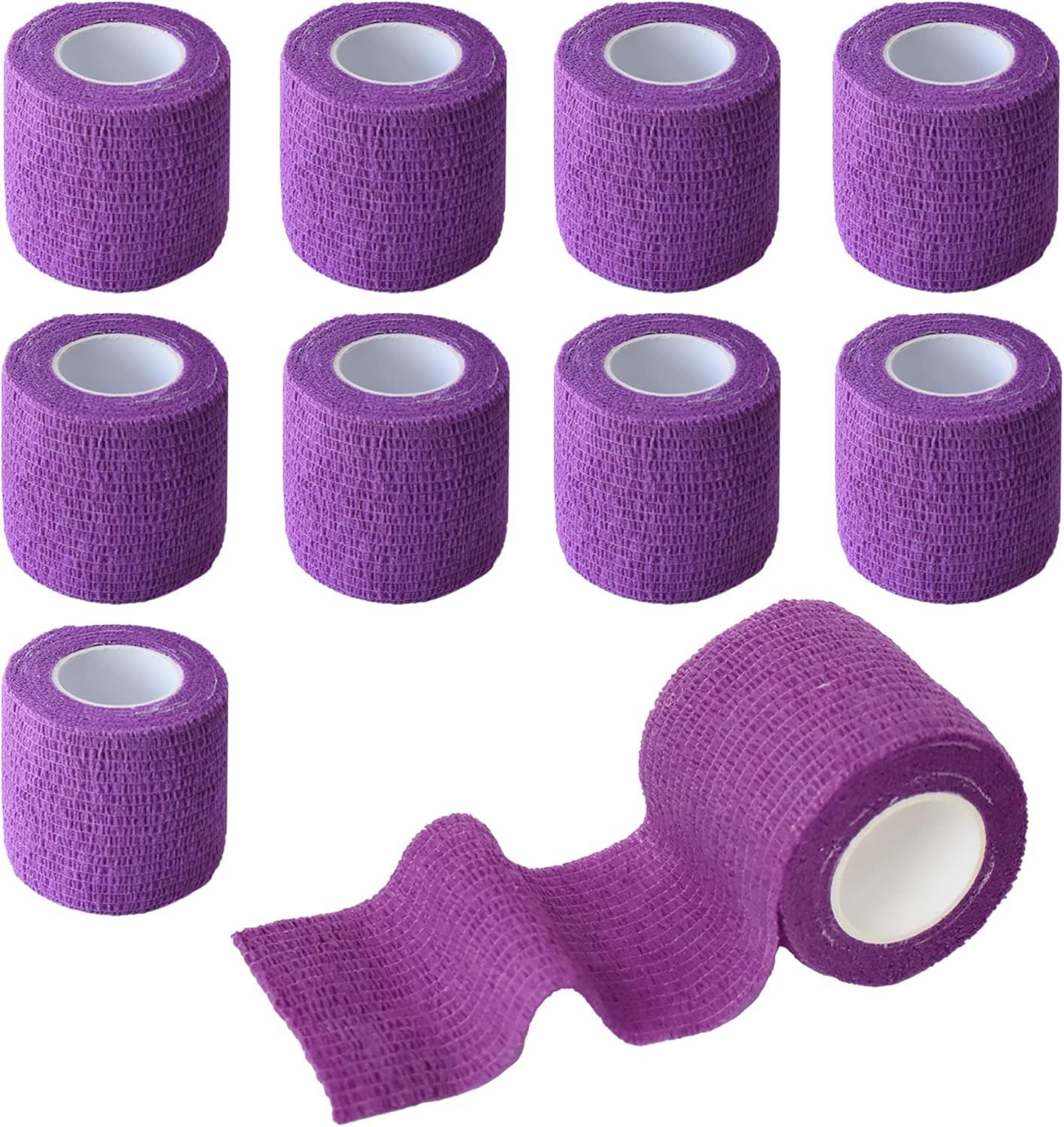 9 Pack 2" x 5 Yards Self Adhesive Bandage Wrap Self Stick Wrap for Ankle, Wrist, Finger, Sports, Breathable Cohesive Vet Tape for Pets (Purple)