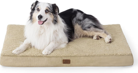 Bedsure XL Dog Bed for Crate - Large Orthopedic Flat Pet Beds with Removable Washable Cover, Egg Crate Foam Crate Mat, Suitable for Pet Up to 90 lbs