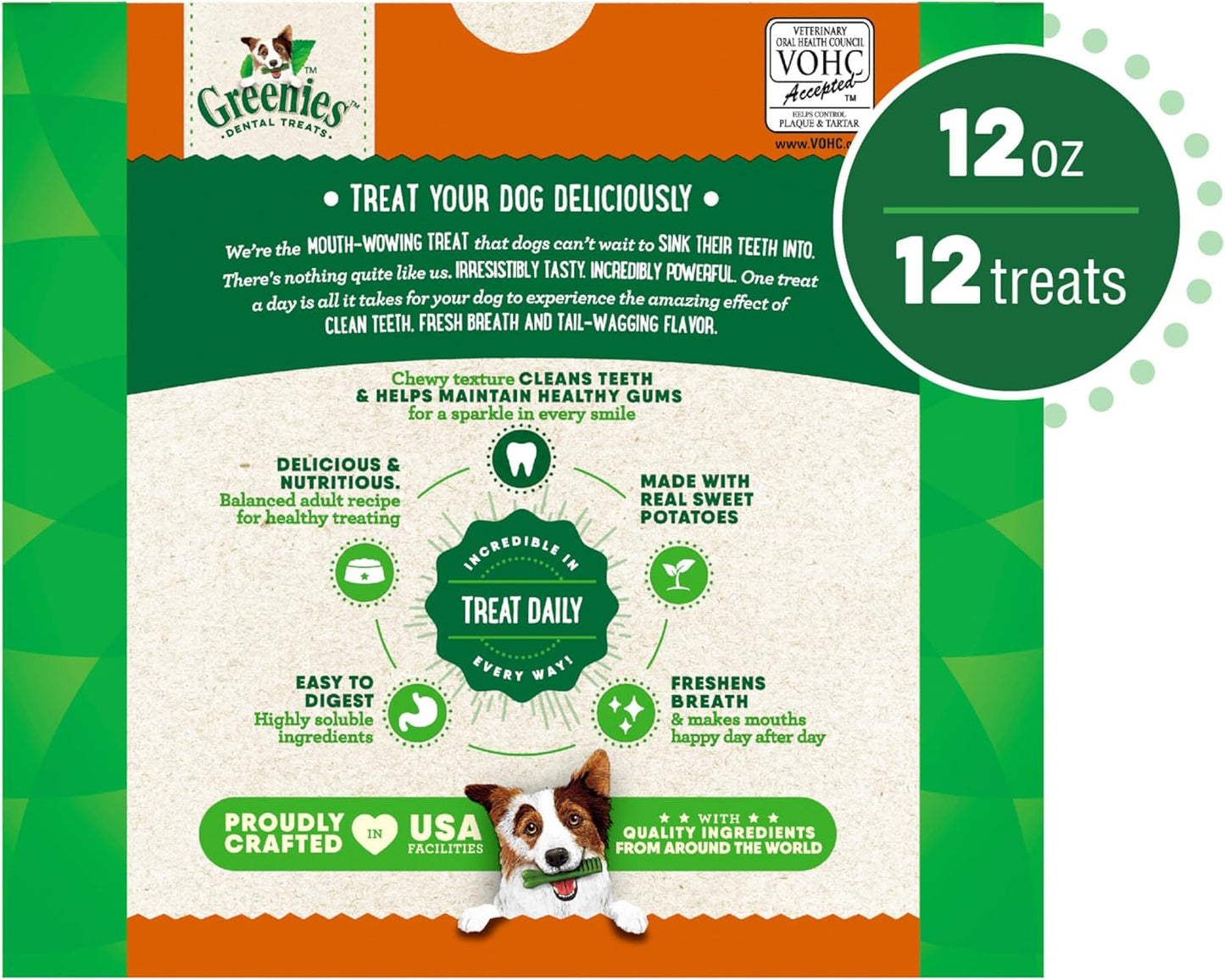 Greenies Regular Dental Dog Treats, Sweet Potato Flavor, 36 oz. Pack (36 Treats)