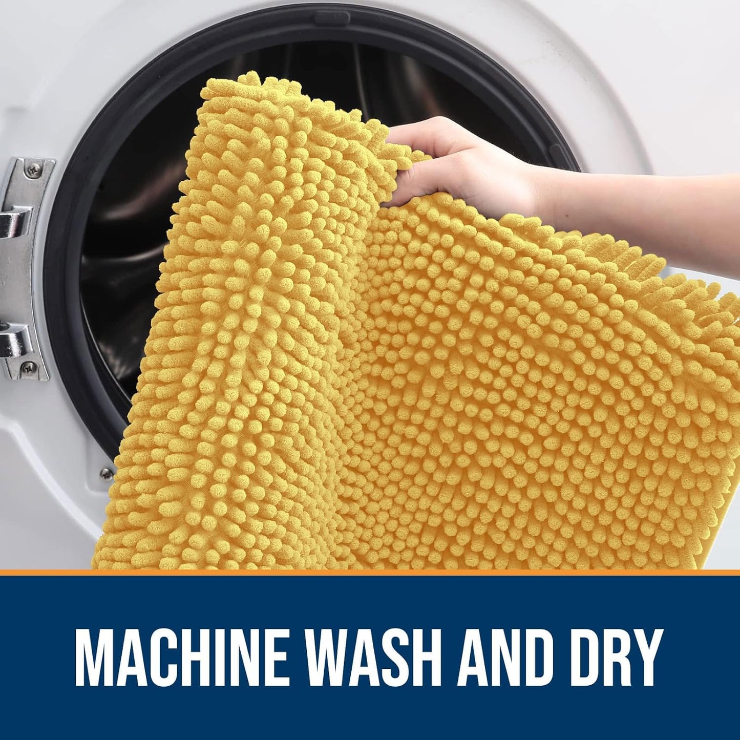 OLANLY Dog Door Mat for Muddy Paws 59x35, Absorbs Moisture and Dirt, Absorbent Non-Slip Washable Doormat, Quick Dry Chenille Mud Mat for Dogs, Entry Indoor Entryway Carpet for Inside Floor, Yellow