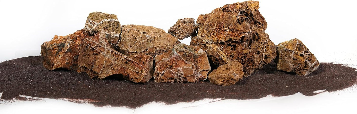 LANDEN Maple Leaves Stone Natural Rocks (18lbs, 3~9 inches,9pcs) for Aquarium, Paludarium, Terrariums, Decorative of Forest Creeks, lakesides, and Streams