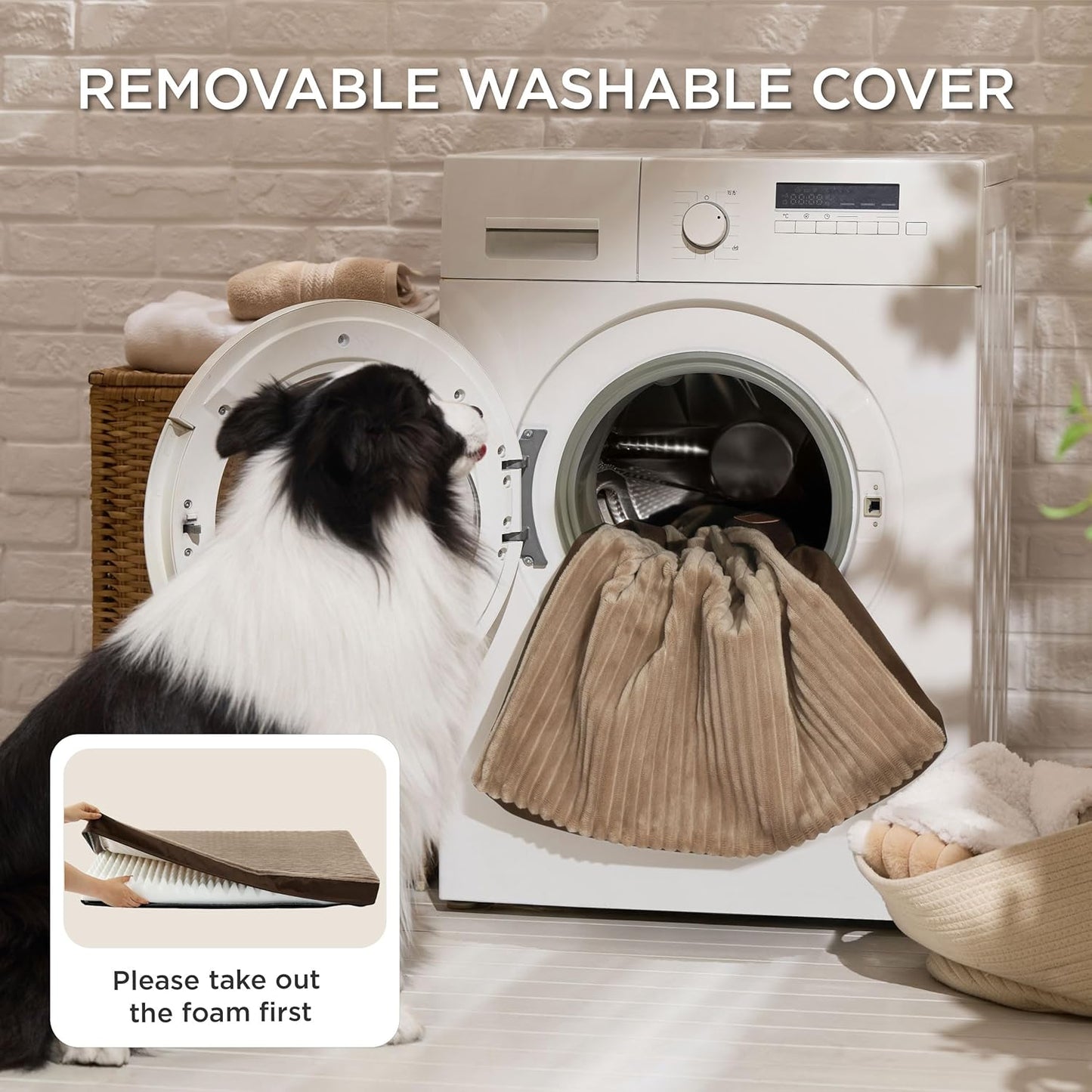 Bedsure Dog Beds Large Sized Dog- Orthopedic Pet Beds with Removable Machine Washable Cover, Egg Crate Foam Puppy Pad, Suitable for Pet Up to 50 lbs, 35"x22"