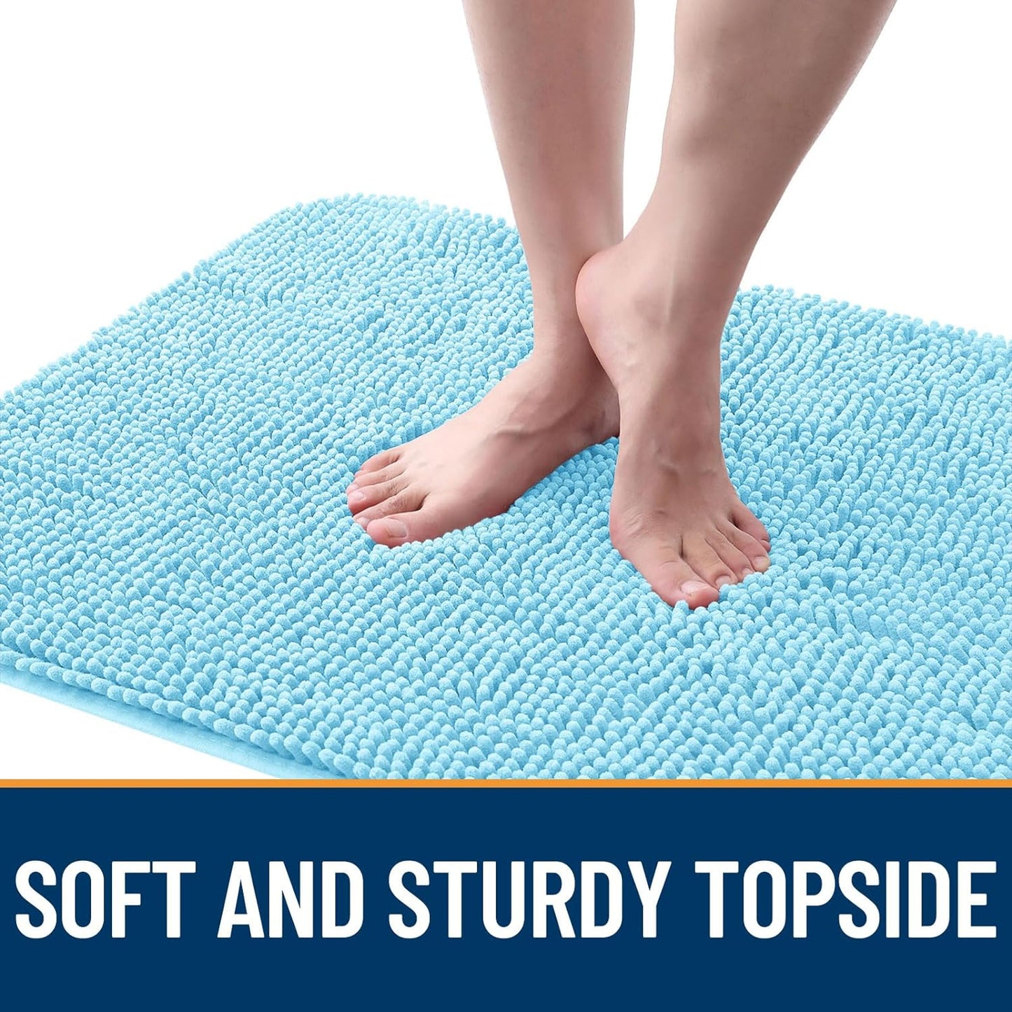 OLANLY Dog Door Mat for Muddy Paws 24x16, Absorbs Moisture and Dirt, Absorbent Non-Slip Washable Doormat, Quick Dry Chenille Mud Mat for Dogs, Entry Indoor Entryway Carpet for Inside Floor, Blue