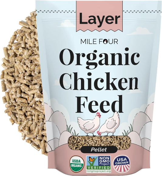 Organic Chicken Feed – Layer Pellet, Non-GMO, USA Grown, 16% Protein, Corn-Free, Soy-Free, Non-Medicated Feed for Chickens, 2 lbs Sample