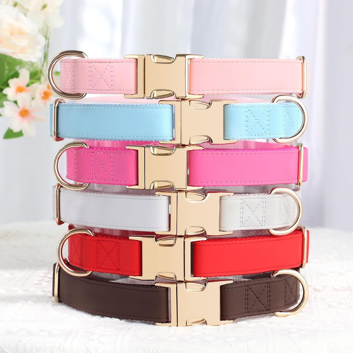 PET ARTIST Soft PU Leather Dog Collar for Large Dogs, Bright & Classic Nylon Padded Durable Dog Collar Leather with Quick Release Metal Buckle Adjustable for Male Dogs, Neck Fit 16-27"