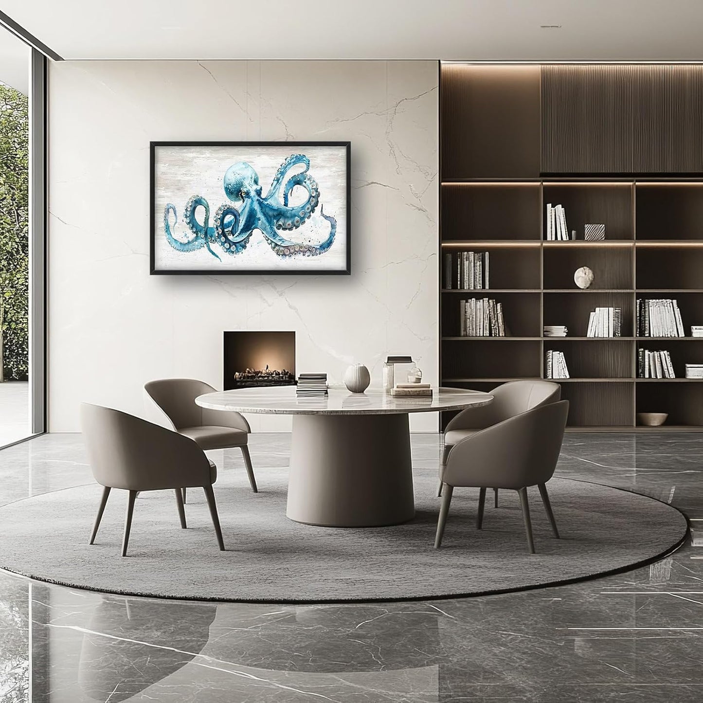 Octopus Large Wall Art Ocean Sea Nautical Pictures Rustic Blue Octopus Animal Wall Decor Canvas Print Painting Artwork for Bathroom Living Room Bedroom 36L" x 24W"