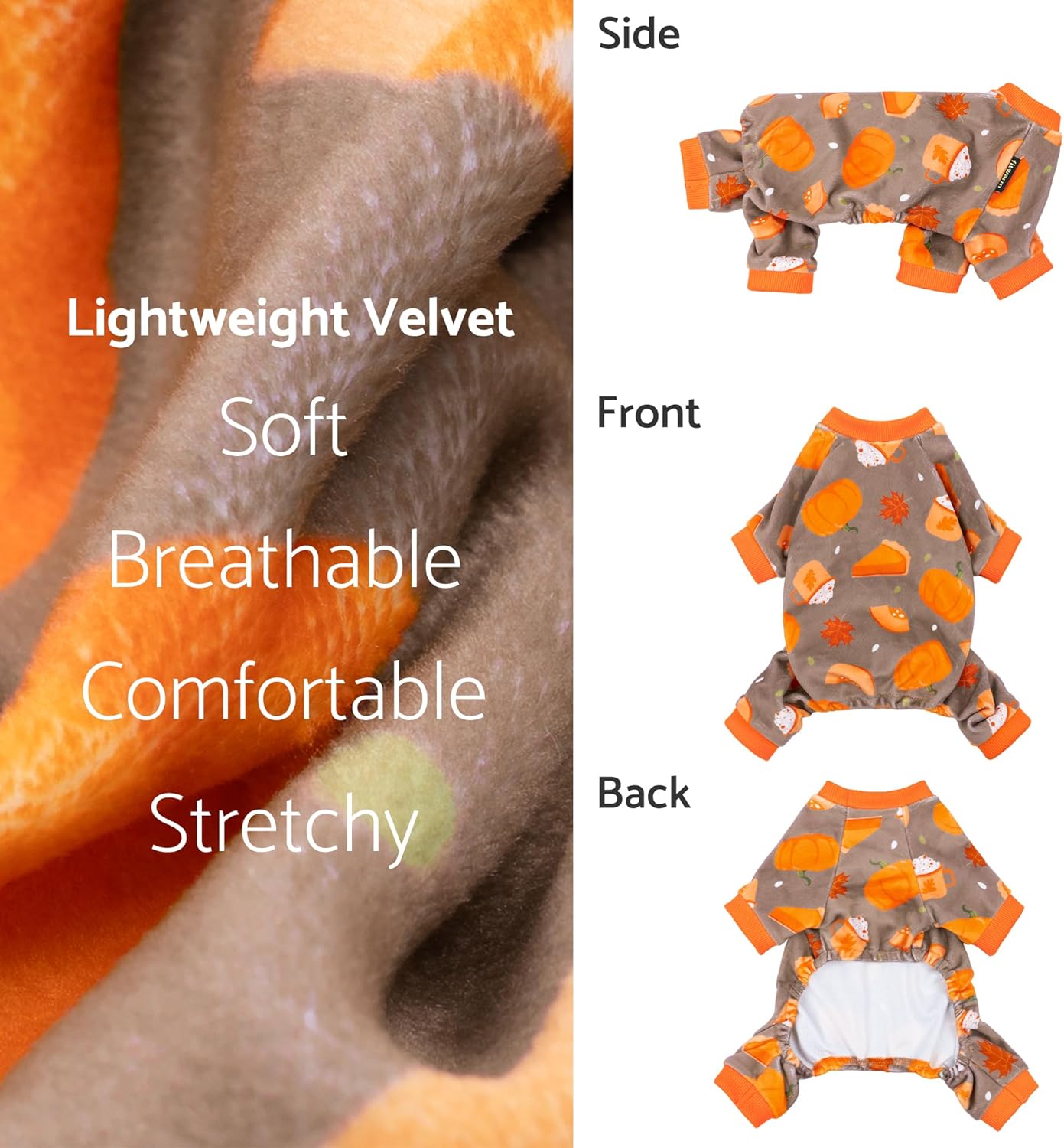 Fitwarm Pumpkin Dog Pajamas, Thanksgiving Outfit for Small Dogs Boy Girl, Pet Onesie, Brown, Orange, XXL