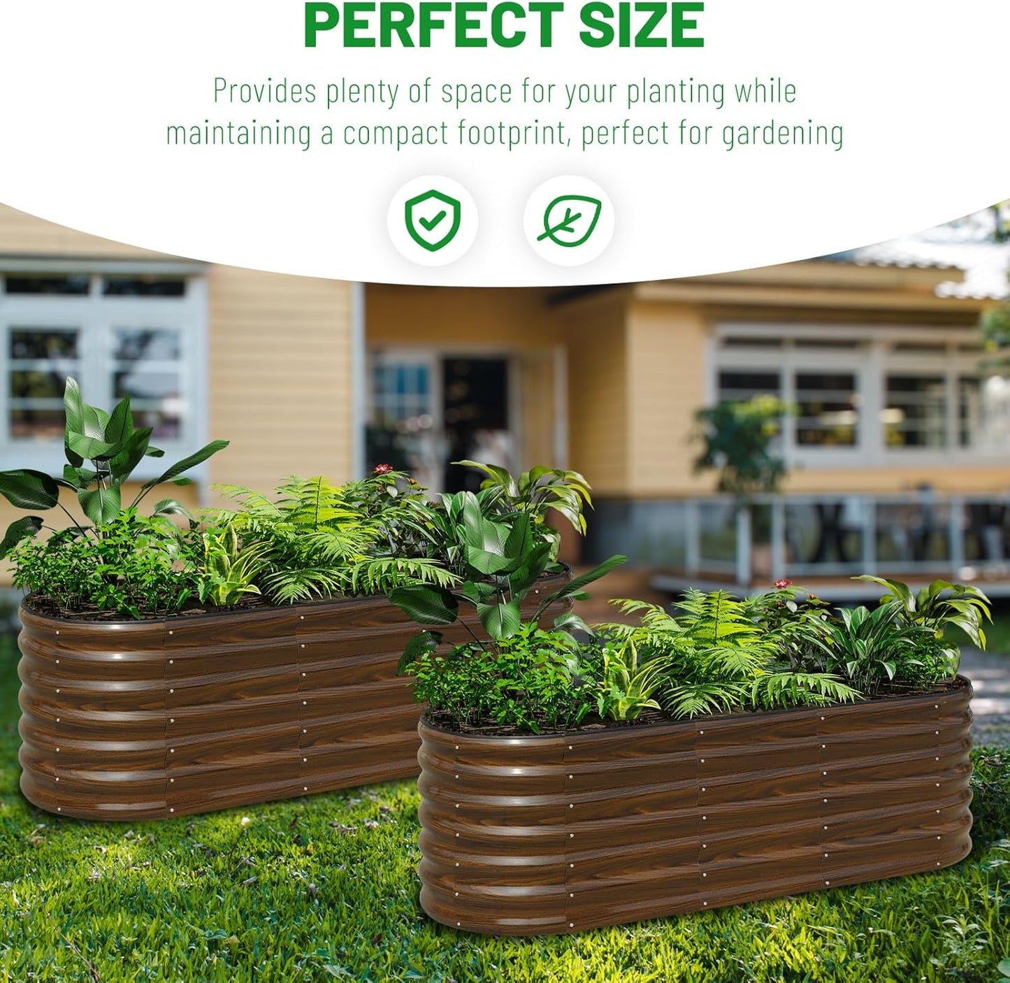 SnugNiture Galvanized Steel Raised Garden Bed, 6x2x2 ft, Outdoor Oval Deep Root Planter Box for Growing Vegetables, Flowers and Fruits