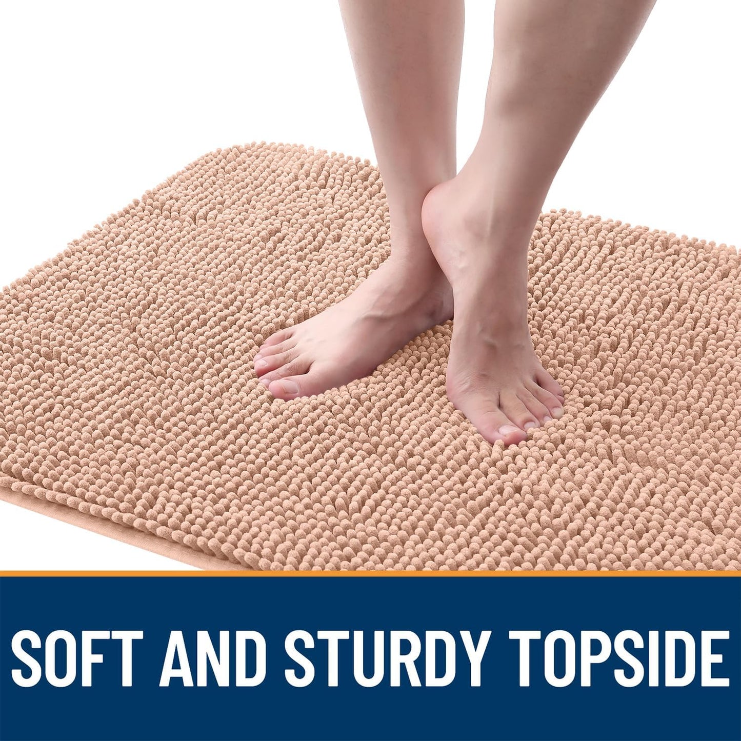 OLANLY Dog Door Mat for Muddy Paws 70x35, Absorbs Moisture and Dirt, Absorbent Non-Slip Washable Doormat, Quick Dry Chenille Mud Mat for Dogs, Entry Indoor Entryway Carpet for Inside Floor, Peach