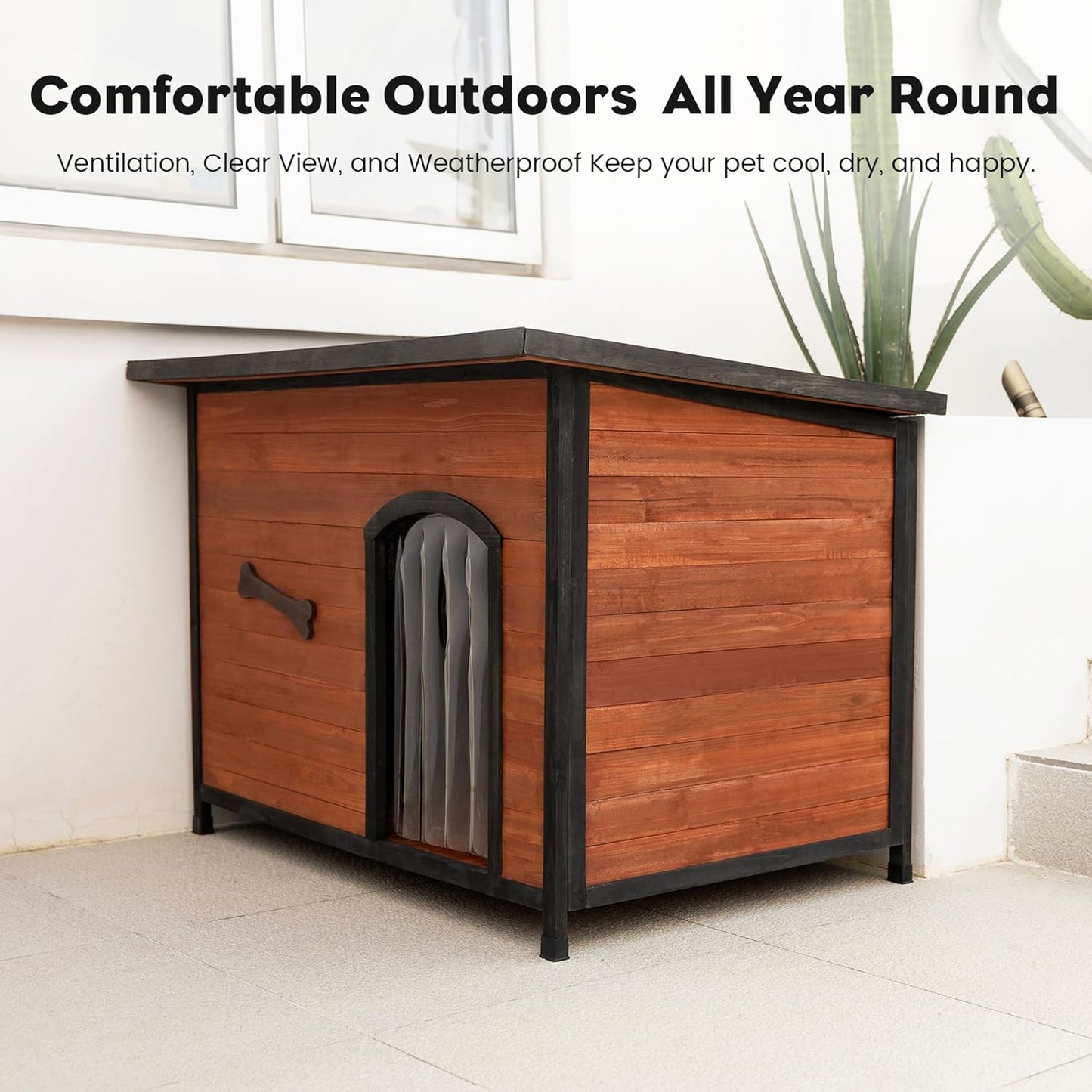 Large Solid Wooden Dog House,Suitable for Both Indoor and Outdoor, Suitable for Large Dogs and Animals of The Following Size, Easy to Clean,Can DIY,45.75" W x 31.25" D x 32.5" H