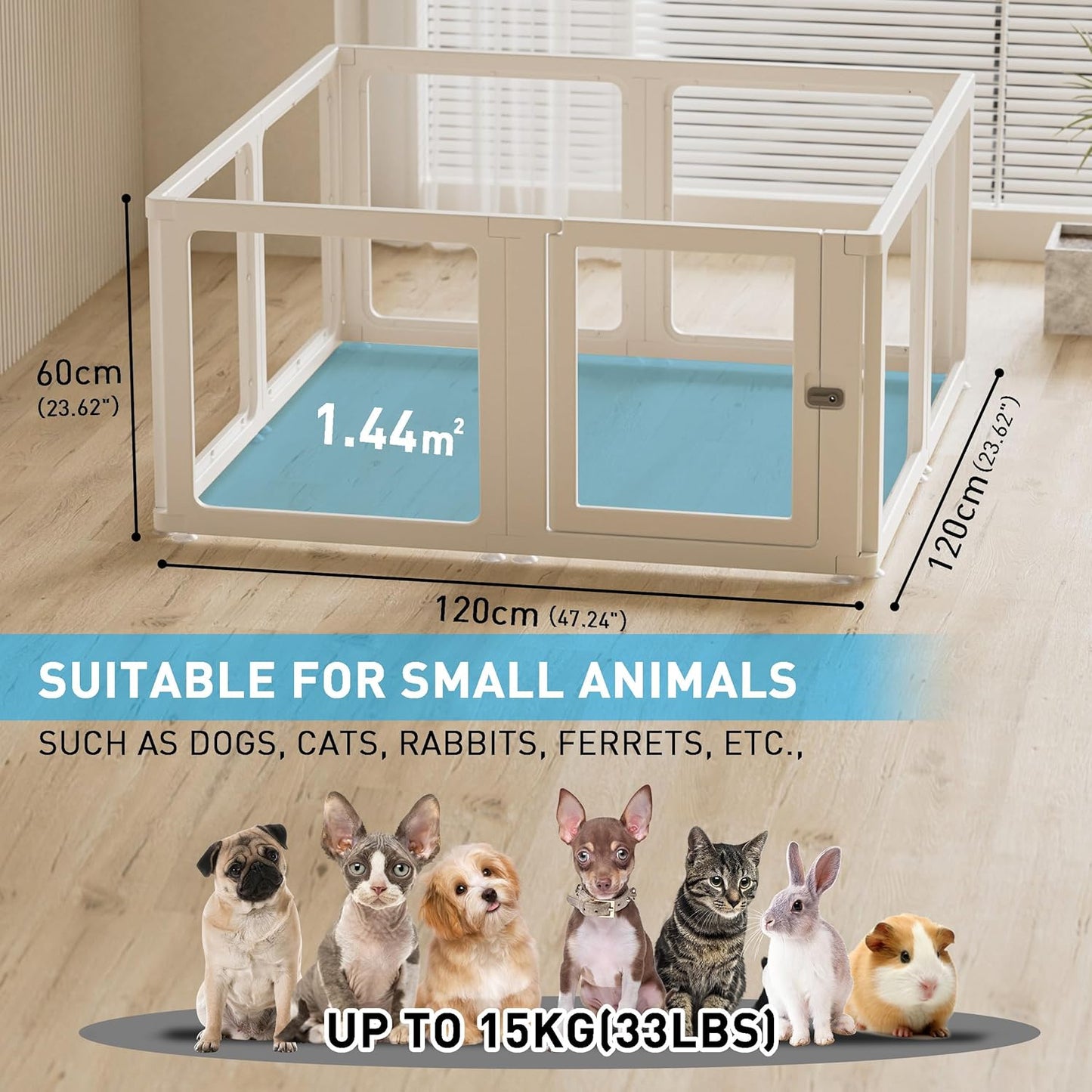 Citylife Dog Playpen with Door Clear Pet Playpen for Indoor Outdoor Easy to Install and Remove Puppy Playpen for Dogs, Cats, Bunnies, Pigs, 8 Panels