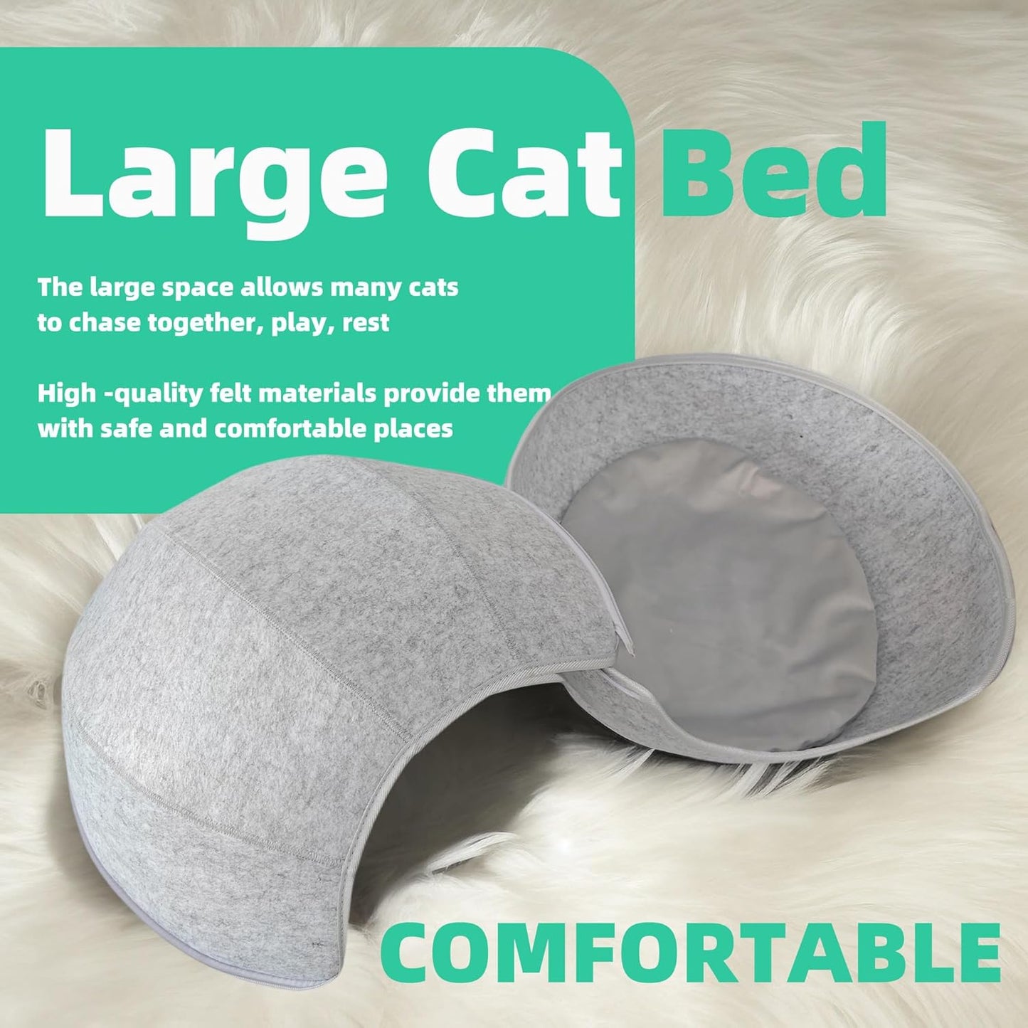 Donut Cat Tunnel Bed Peekaboo Cat Cave for Large Cats Up to 30 Lbs, Kitty Interactive Playing Tent House for Multiple Cats,Detachable,Scratch Resistant (2 in 1 Gray, Medium - 20 Inch Diameter)