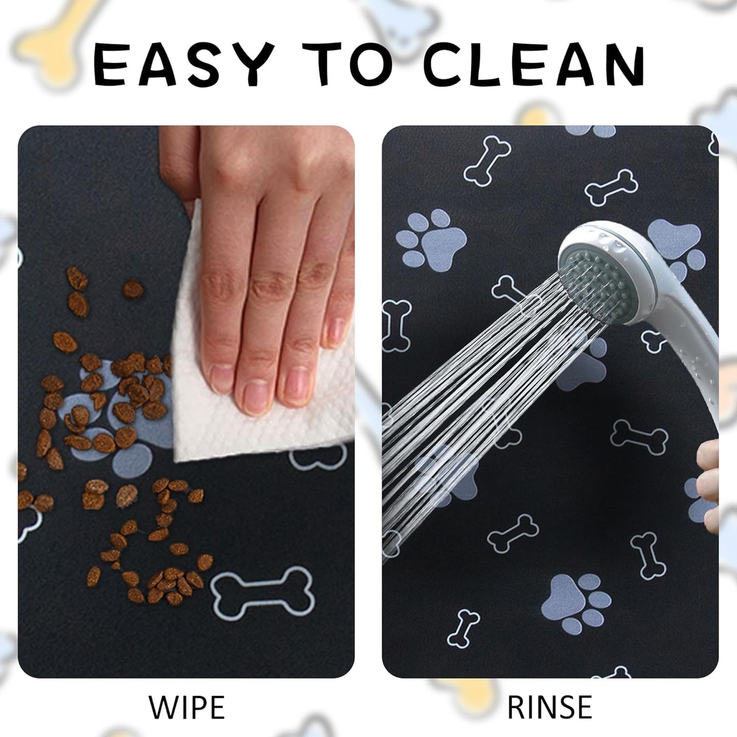 Pet Cat Dog Food Mat Non Slip Mat for Dog Water Bowl Mat Quick Dry Absorbent Cat Feeding Mat, 24 * 16.9 in, Dark Grey