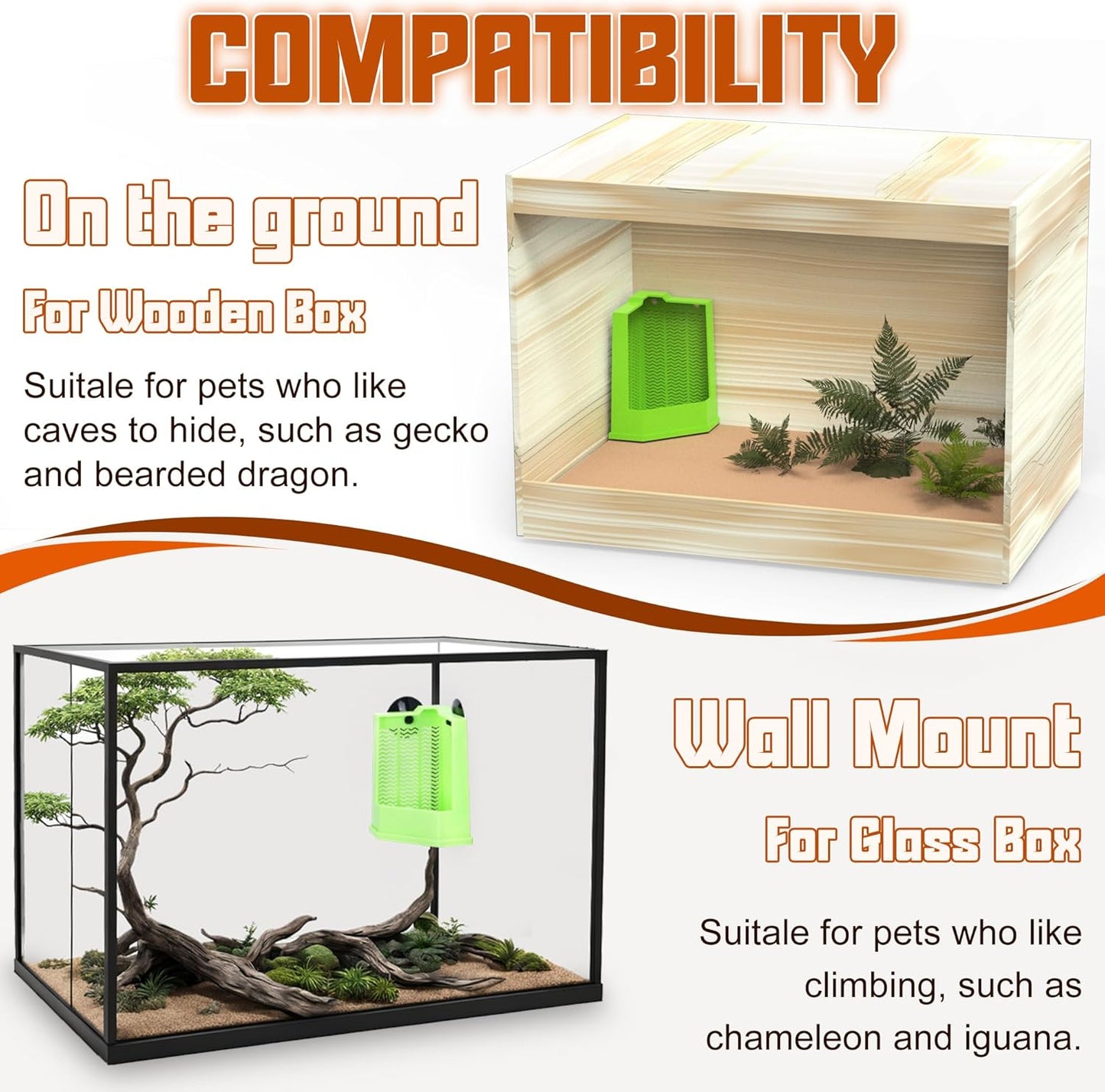 Reptile Corner Hunting Bowl - Glass Mount Insect Feeding Box for Reptile with Suction Cup which is Super Tight, Green, 6.29inch - M Size