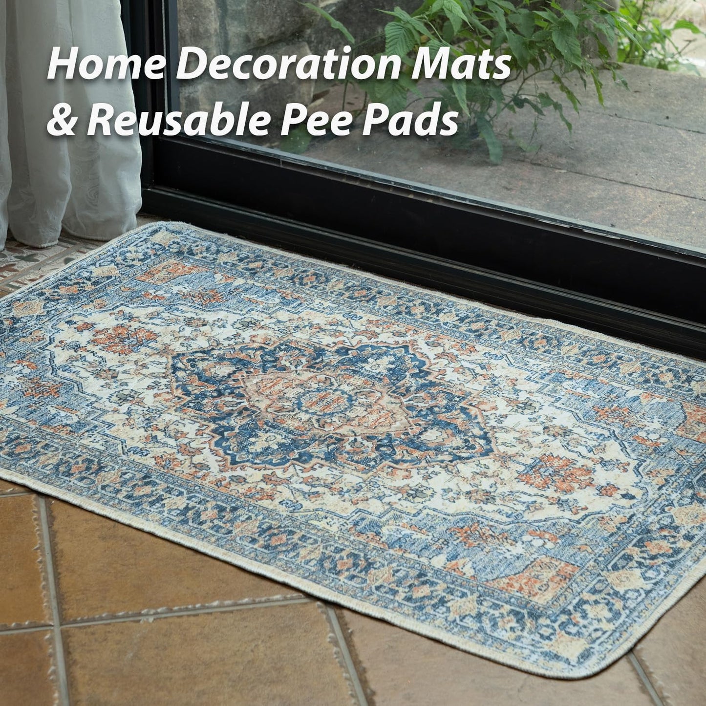 nunubaby 4PACKWashable Pee Pads for Dogs, Stylish, Non-Slip and Leak-Proof Pee Pads. Reusable Potty Pads for Dogs for Crates and Floors.(Beige/Multi, 24" x48")