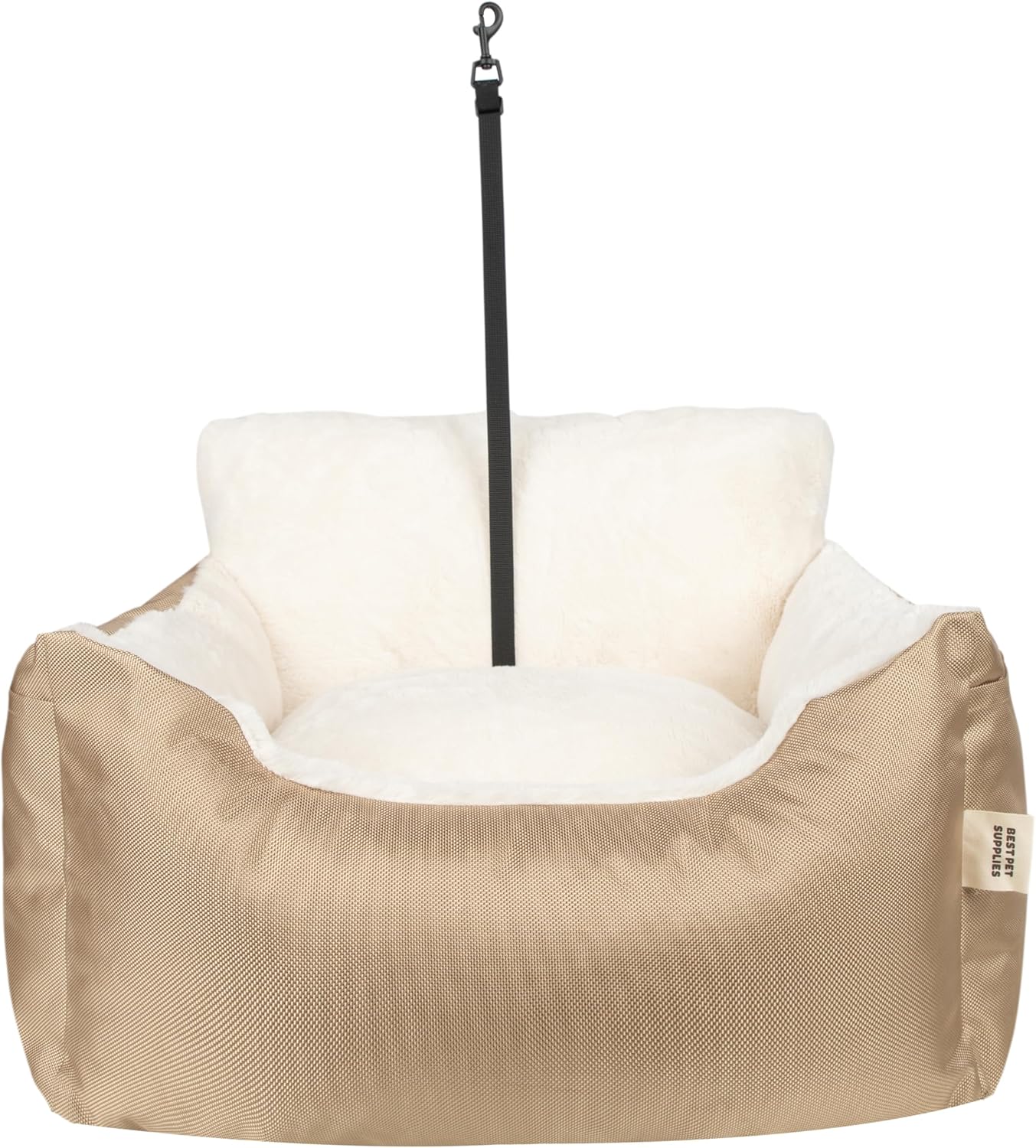 Best Pet Supplies Dog Pet Booster Seat, Dog Car Seats for Small Dogs & Medium Dogs, Soft Plush Cushion with Comfortable Bedding, Secure Straps, and Tall Pillow, Brown