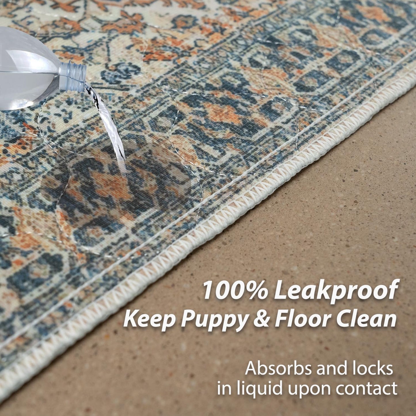 nunubaby Washable Pee Pads for Dogs, Stylish, Non-Slip and Leak-Proof Pee Pads. Reusable Potty Pads for Dogs for Crates and Floors.(Beige/Multi, 72" x72")