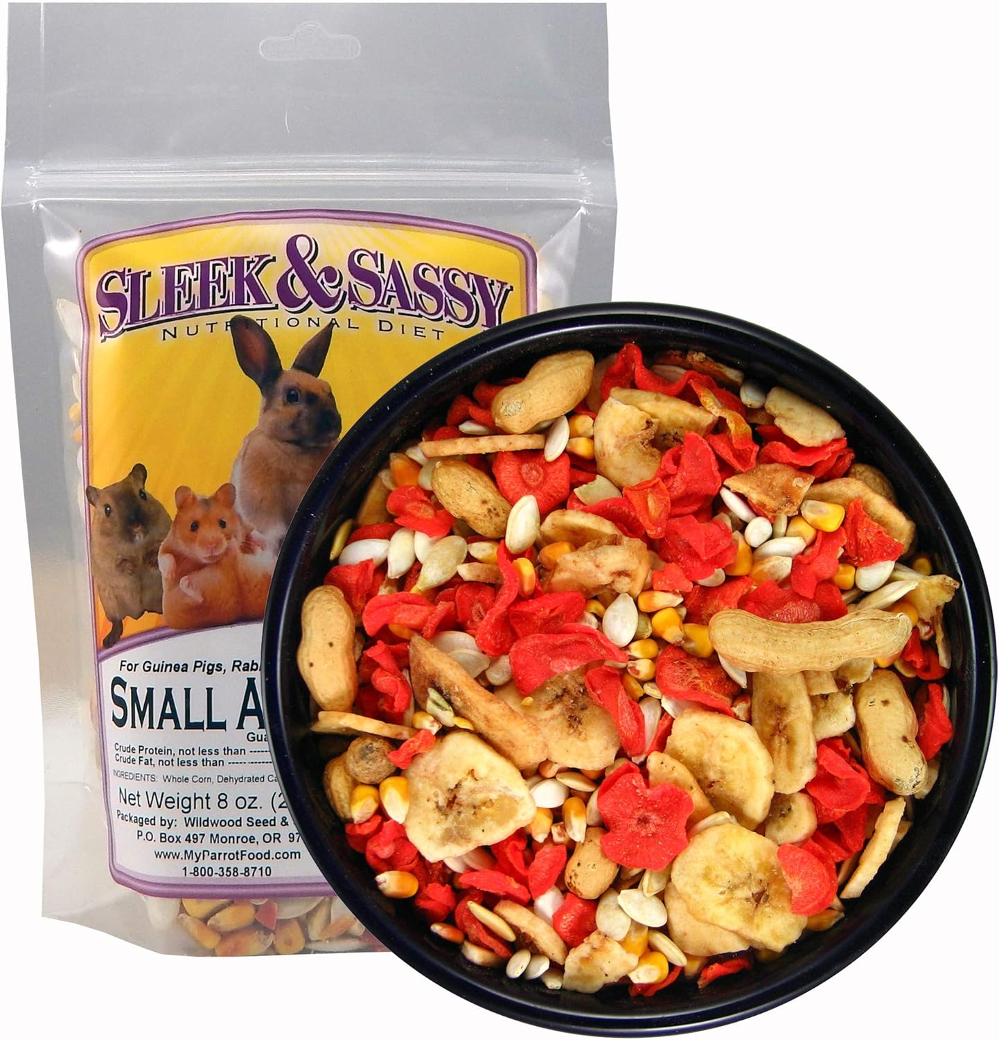 SLEEK & SASSY All Natural Small Animal Treat for Guinea Pigs, Rabbits, Hamsters, Gerbils, Rats & Mice (8 oz.)