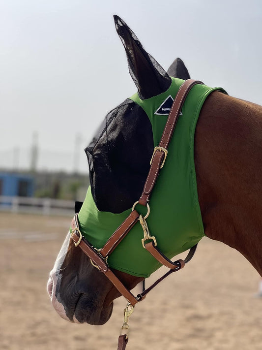 Horse Fly Mask Super Comfort Horse Fly Mask Elasticity Fly Mask with Ears We Only Make Products That Horses Like… (Hunter Green, L)