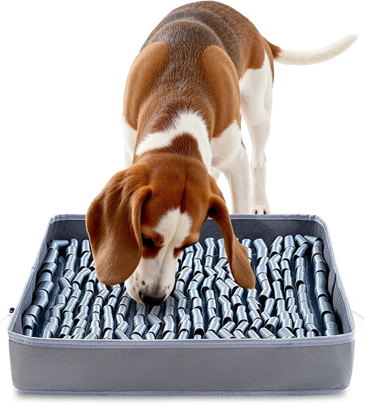 Snuffle Mat for Dogs, Dog Puzzle Mat, Interactive Dog Toys for Enrichment,Sniff Mats with Non-Slip Backing,Suitable for Breeds and Sizes of Dogs (Silver, 17" X 15")